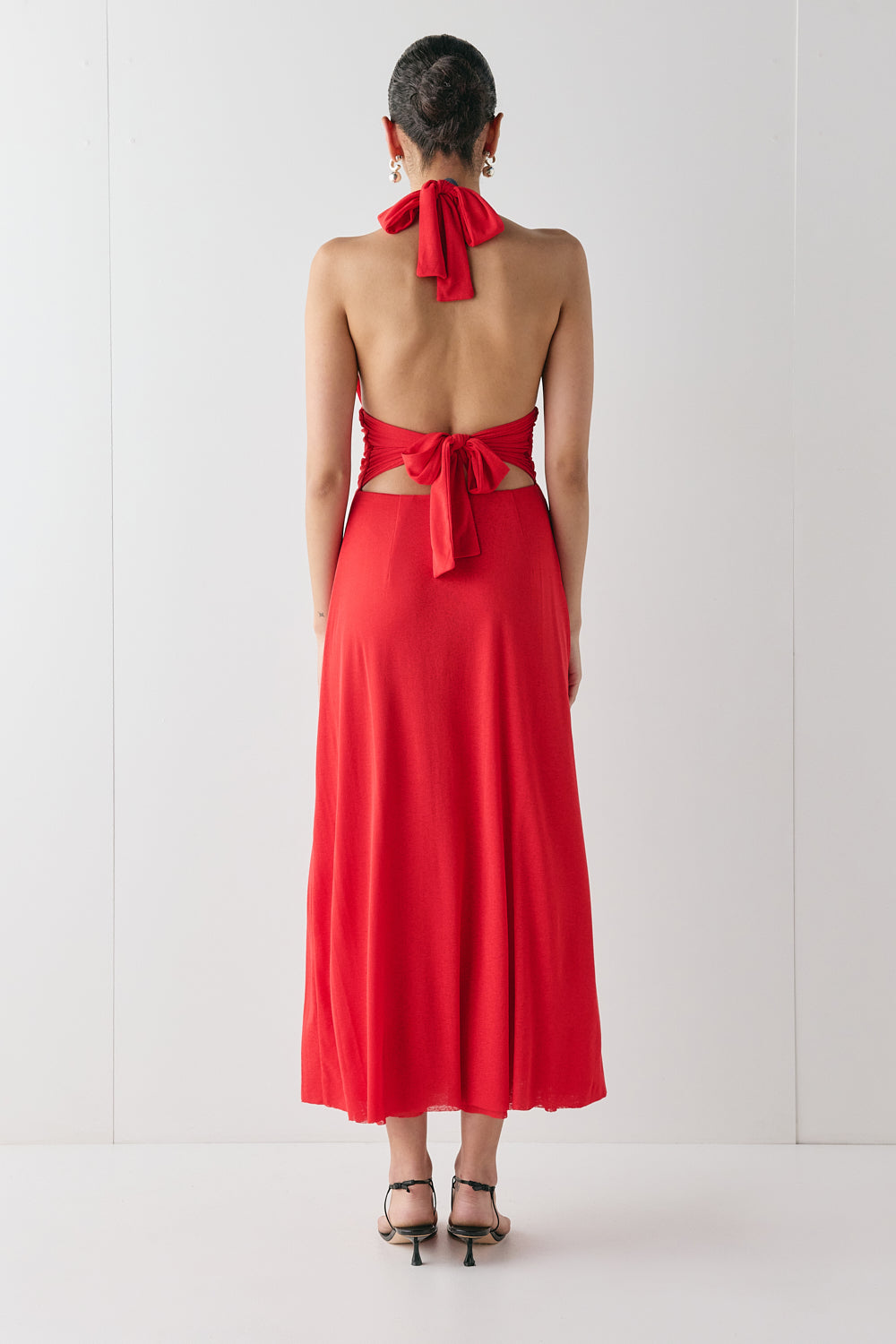 When In Italy Halter Midi Dress Red