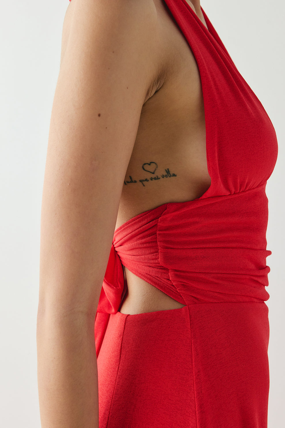 When In Italy Halter Midi Dress Red