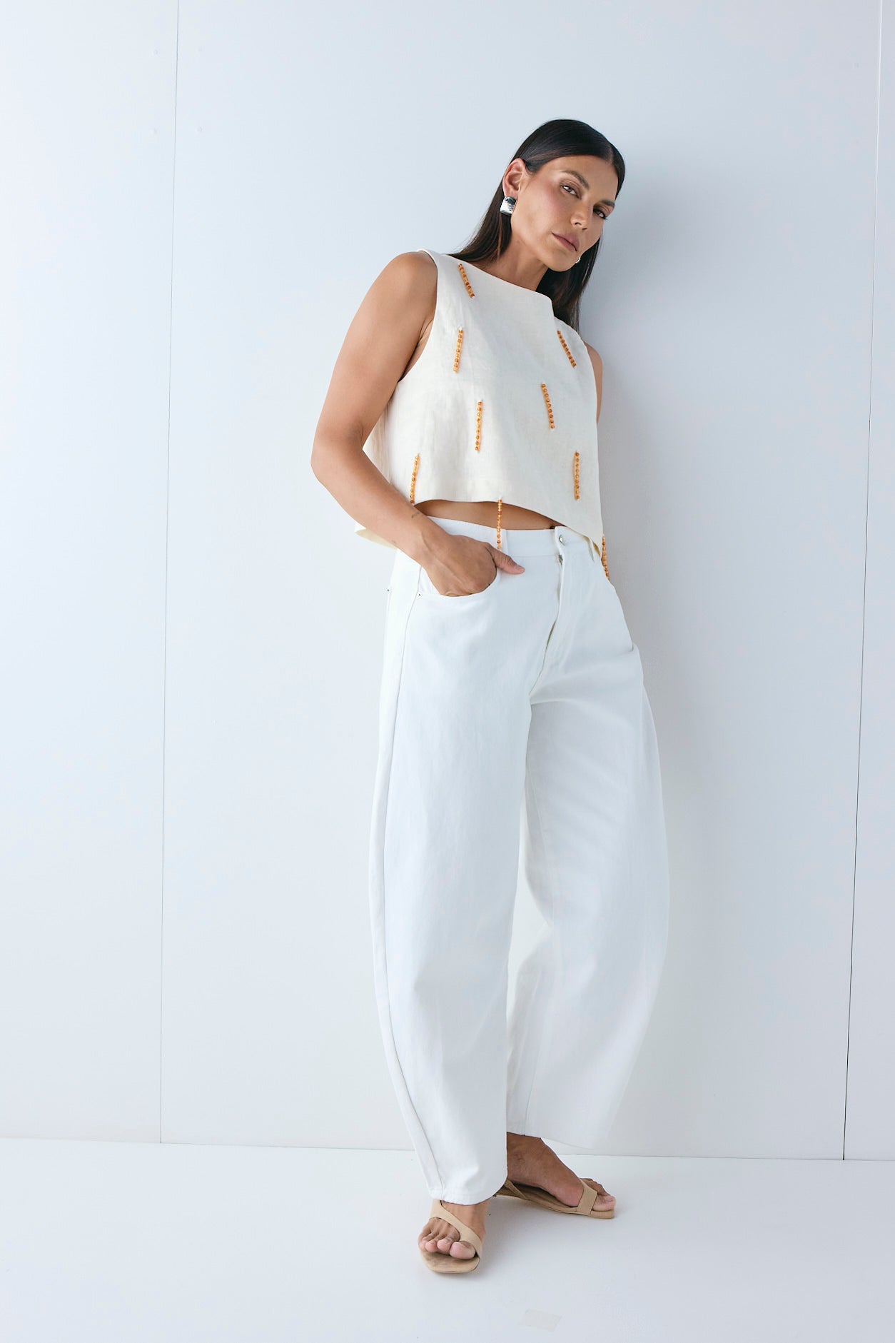 Siena Linen Top Cream - size:Pala:AU 12 / US 8