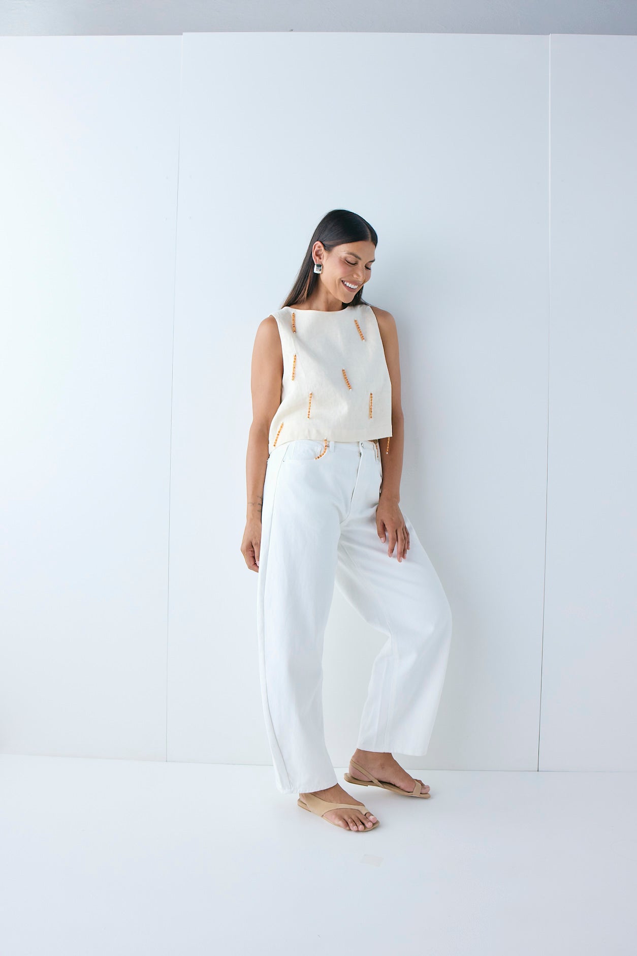 Lex Barrel Denim Jeans White