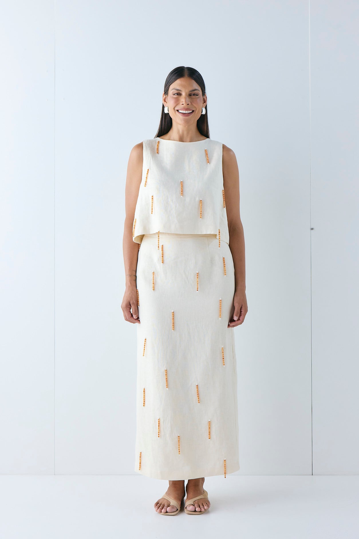 Siena Linen Top Cream - size:Pala:AU 12 / US 8