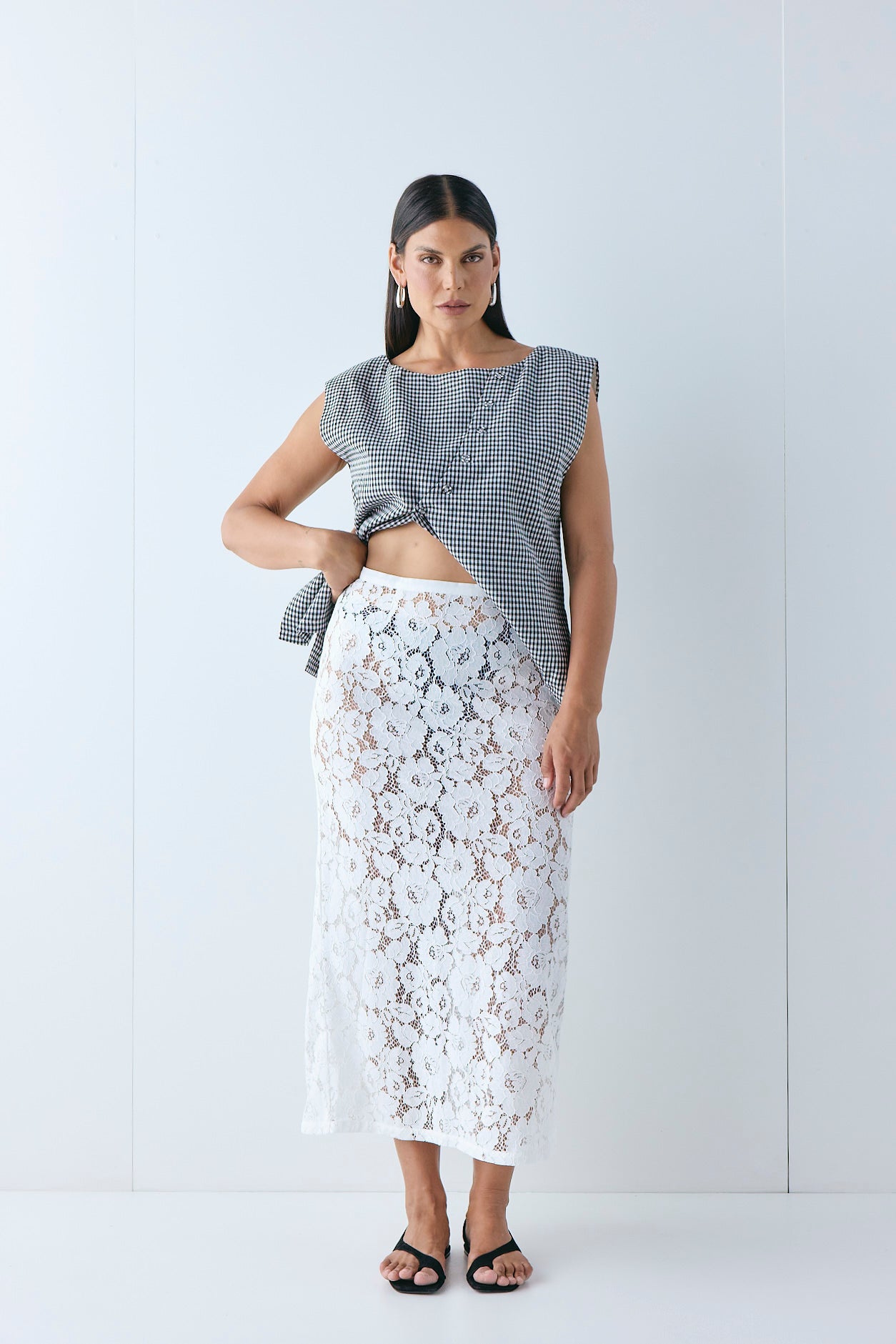 Devyn Lace Midi Skirt White - size:Pala:AU 12 / US 8