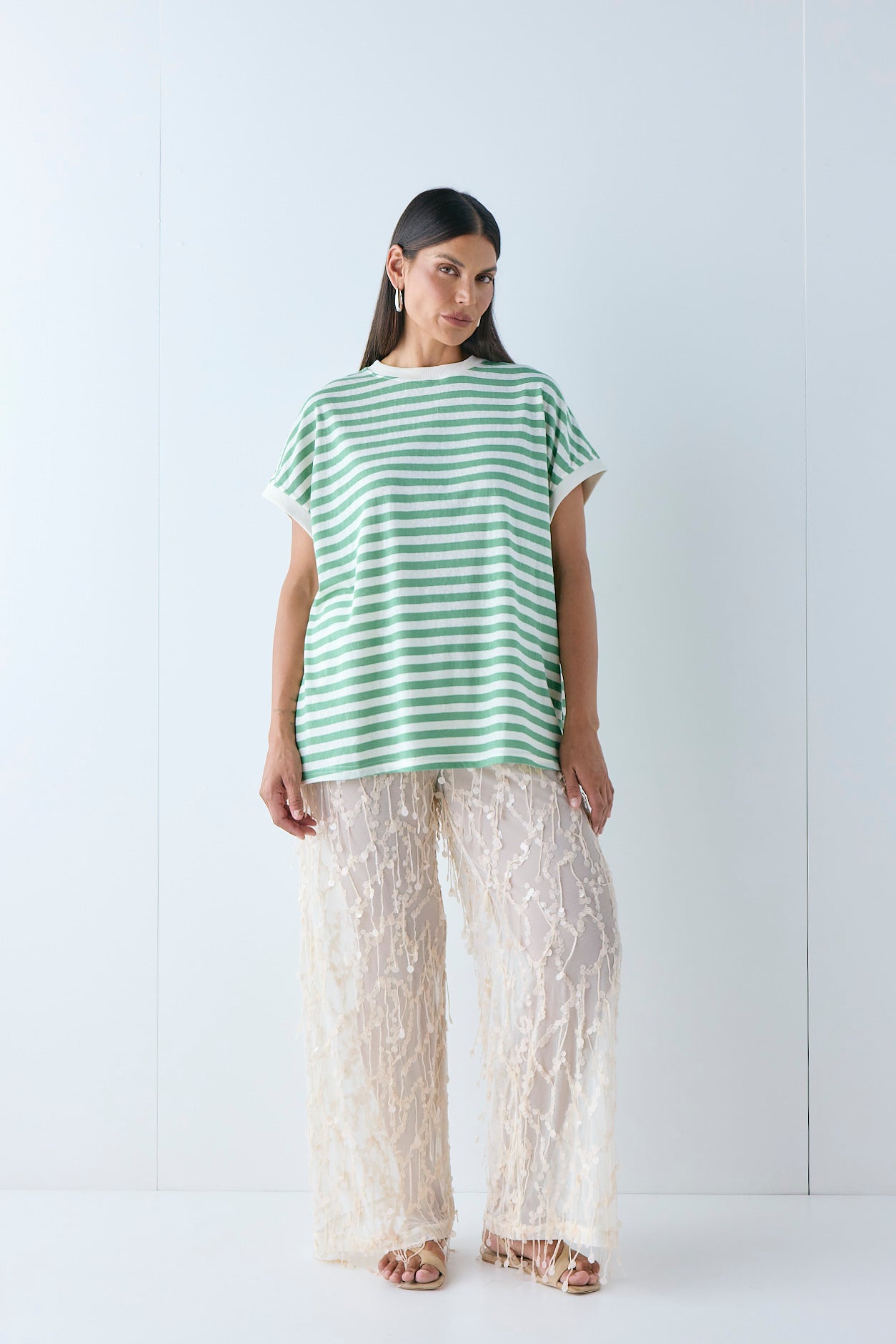 Lori Tank Green Stripe  - size:Pala:AU 12 / US 8