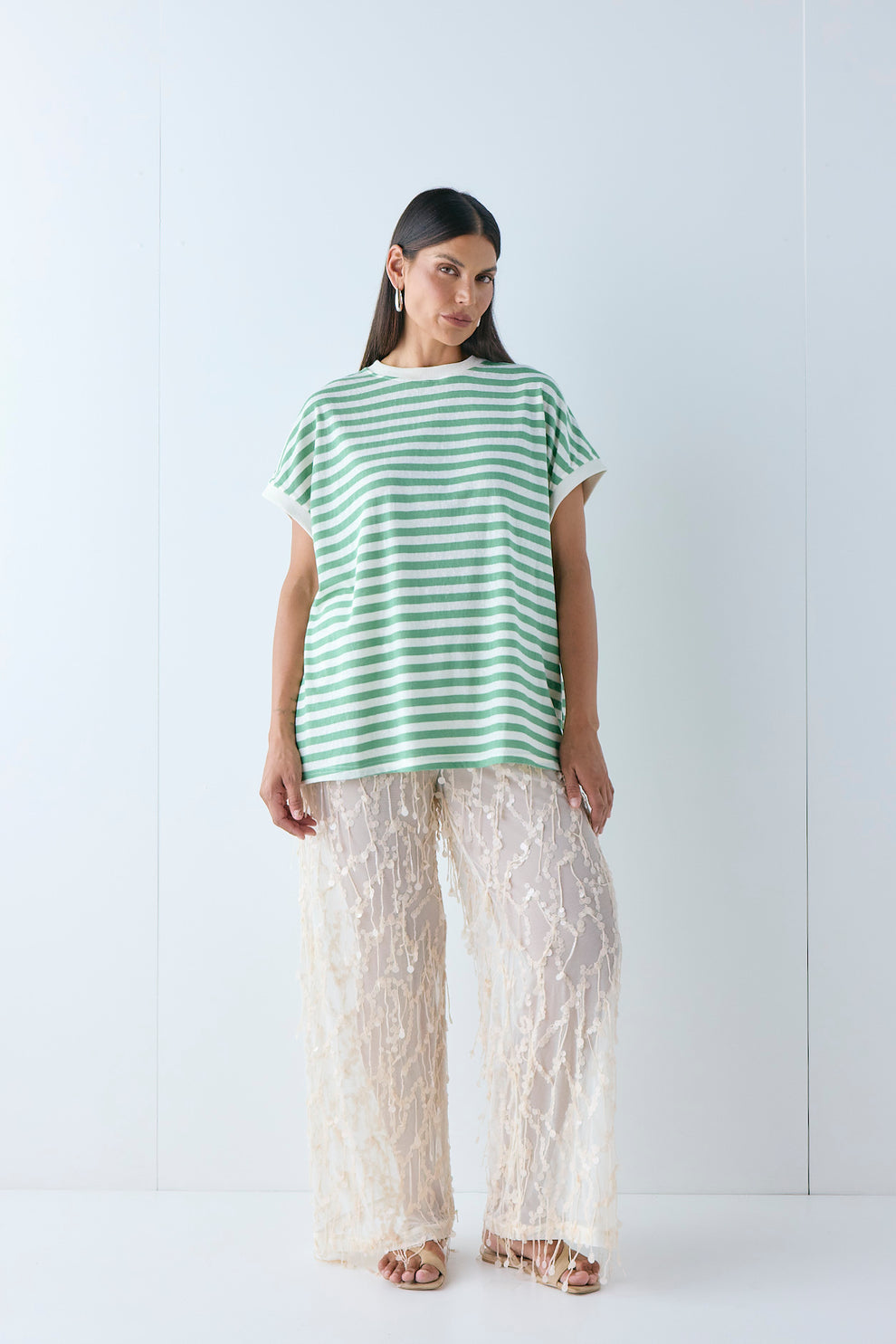 Lori Tank Green Stripe  - size:Pala:AU 12 / US 8