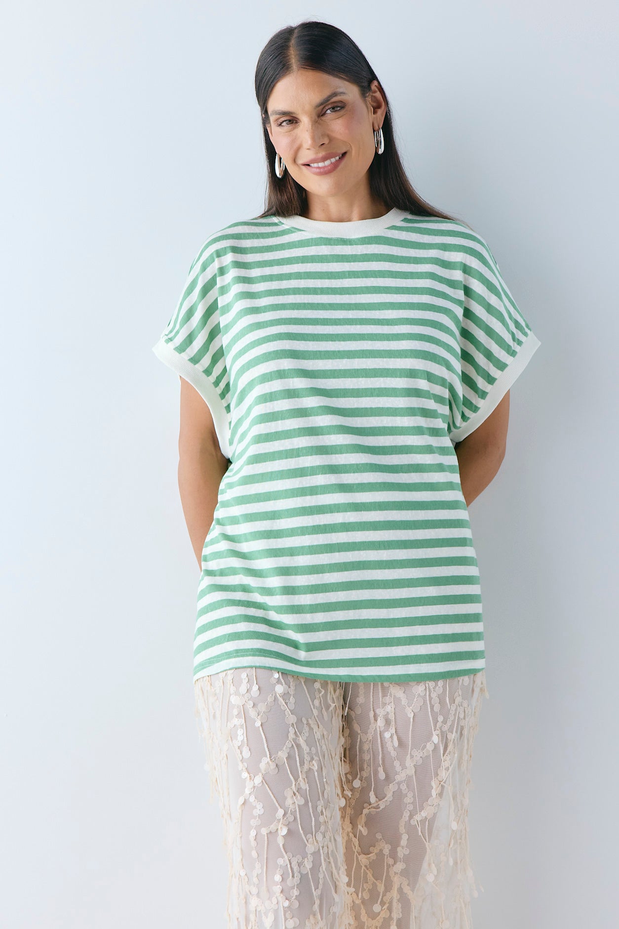 Lori Tank Green Stripe
