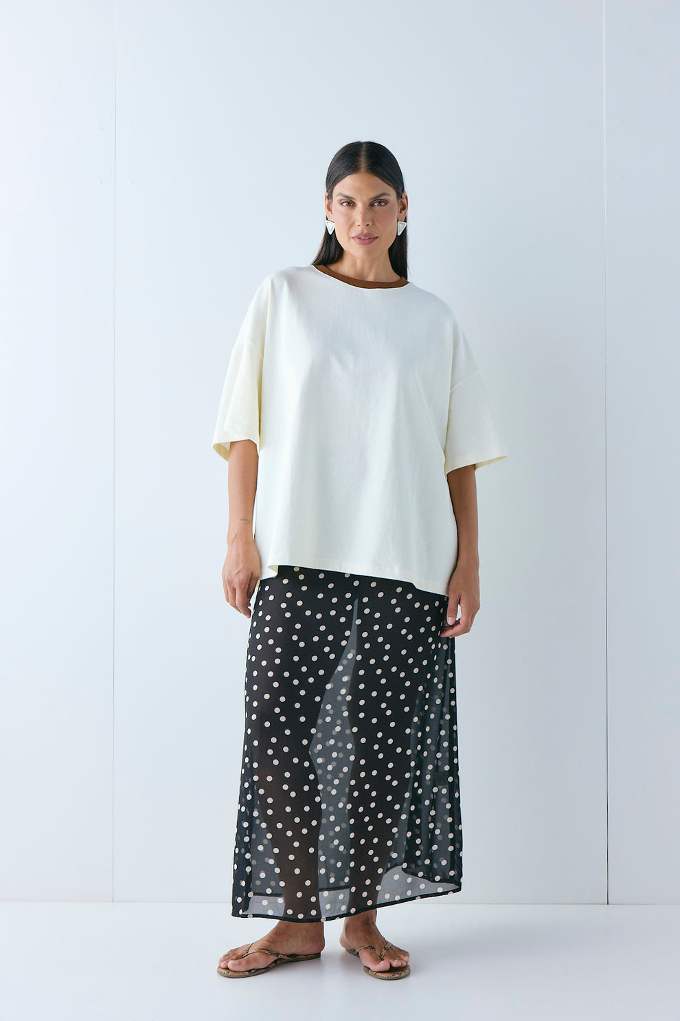 Vilma Sheer Maxi Skirt Black Polka Dot