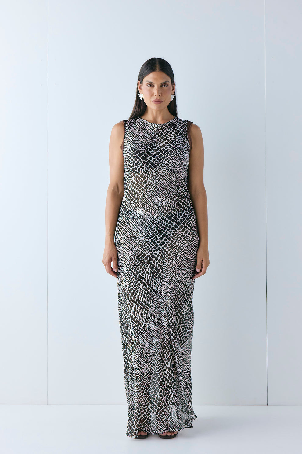 Blanco Sheer Maxi Dress Croc - size:Pala:AU 12 / US 8