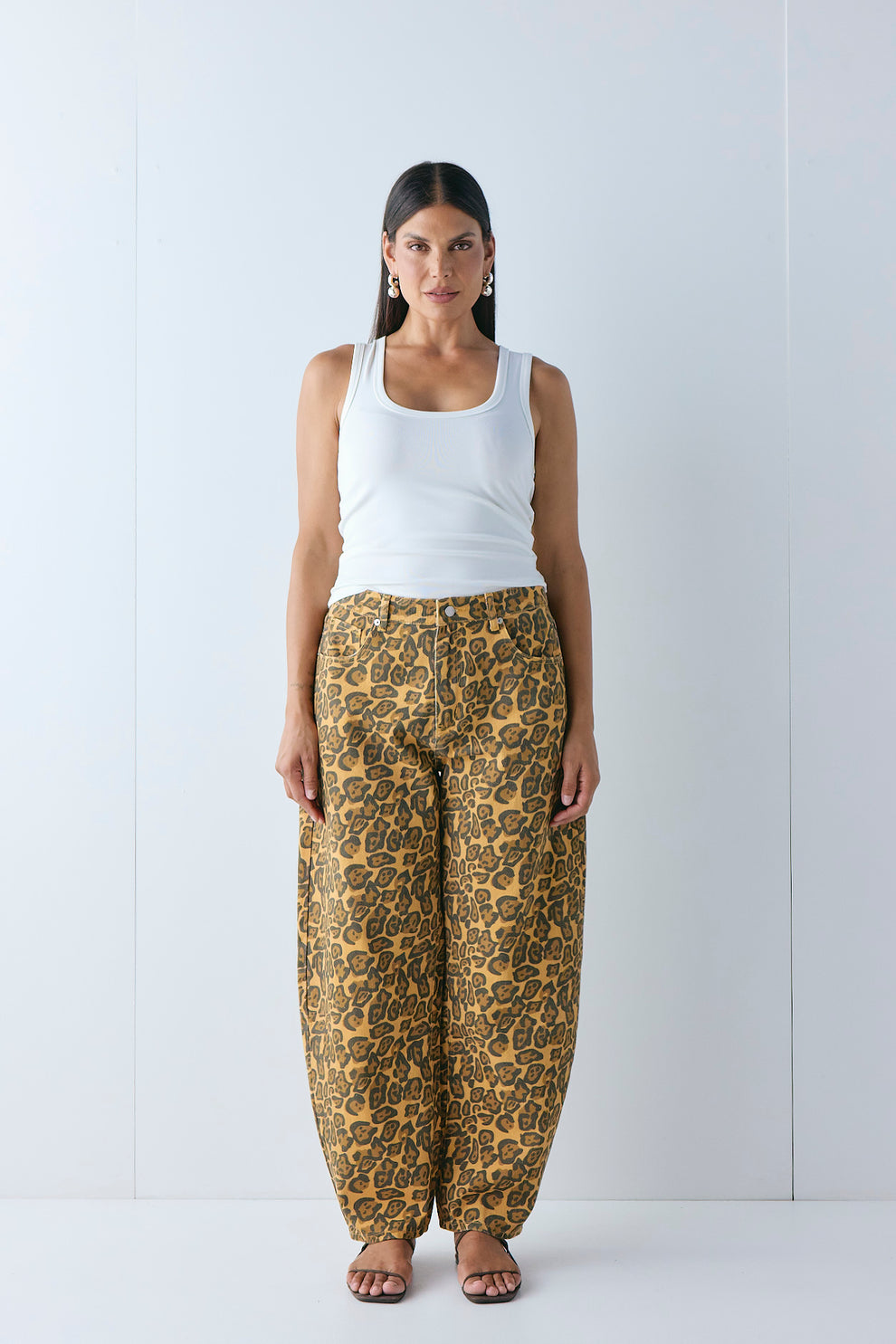 Lex Barrel Denim Jeans Leopard