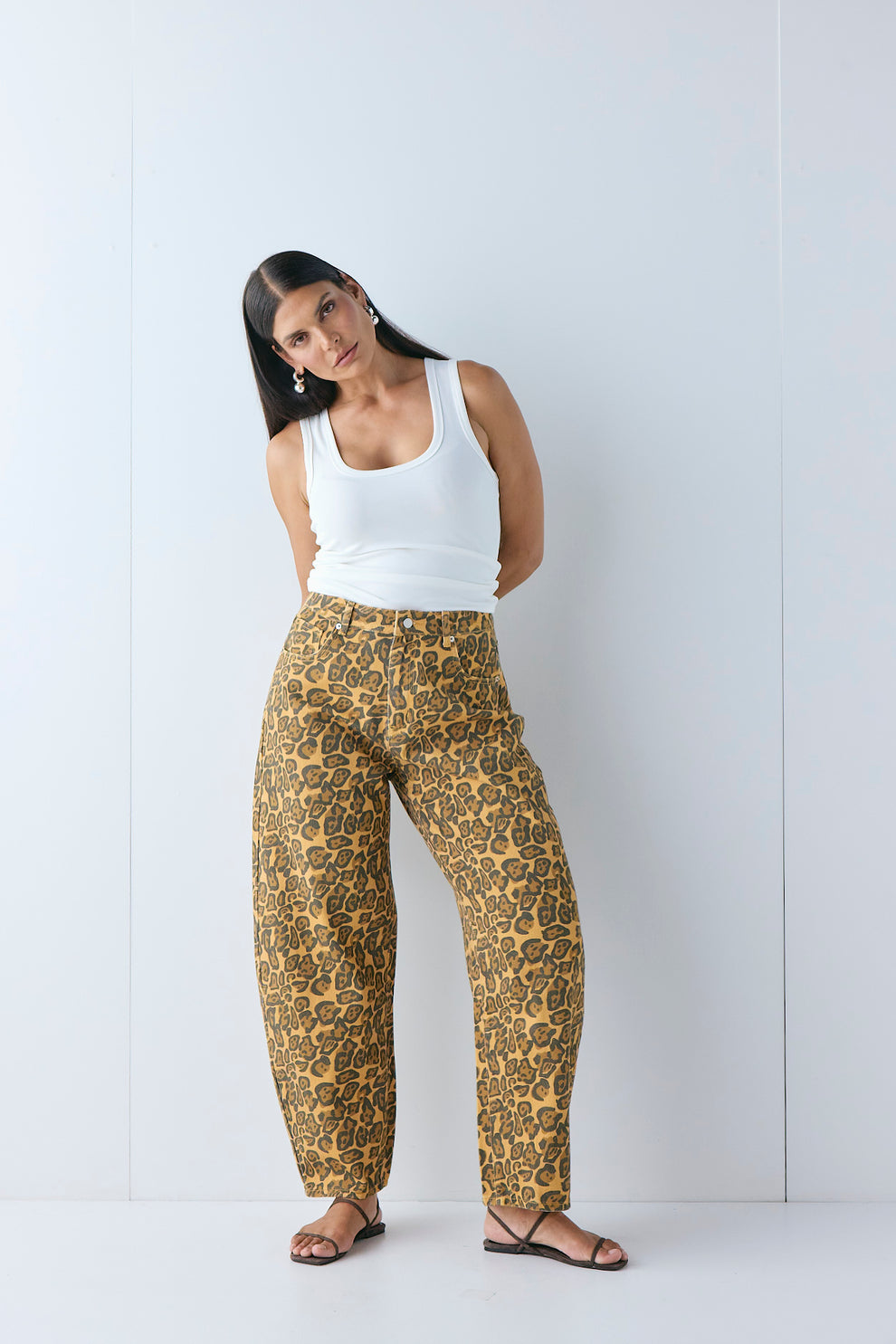 Lex Barrel Denim Jeans Leopard - size:Pala:AU 12 / US 8