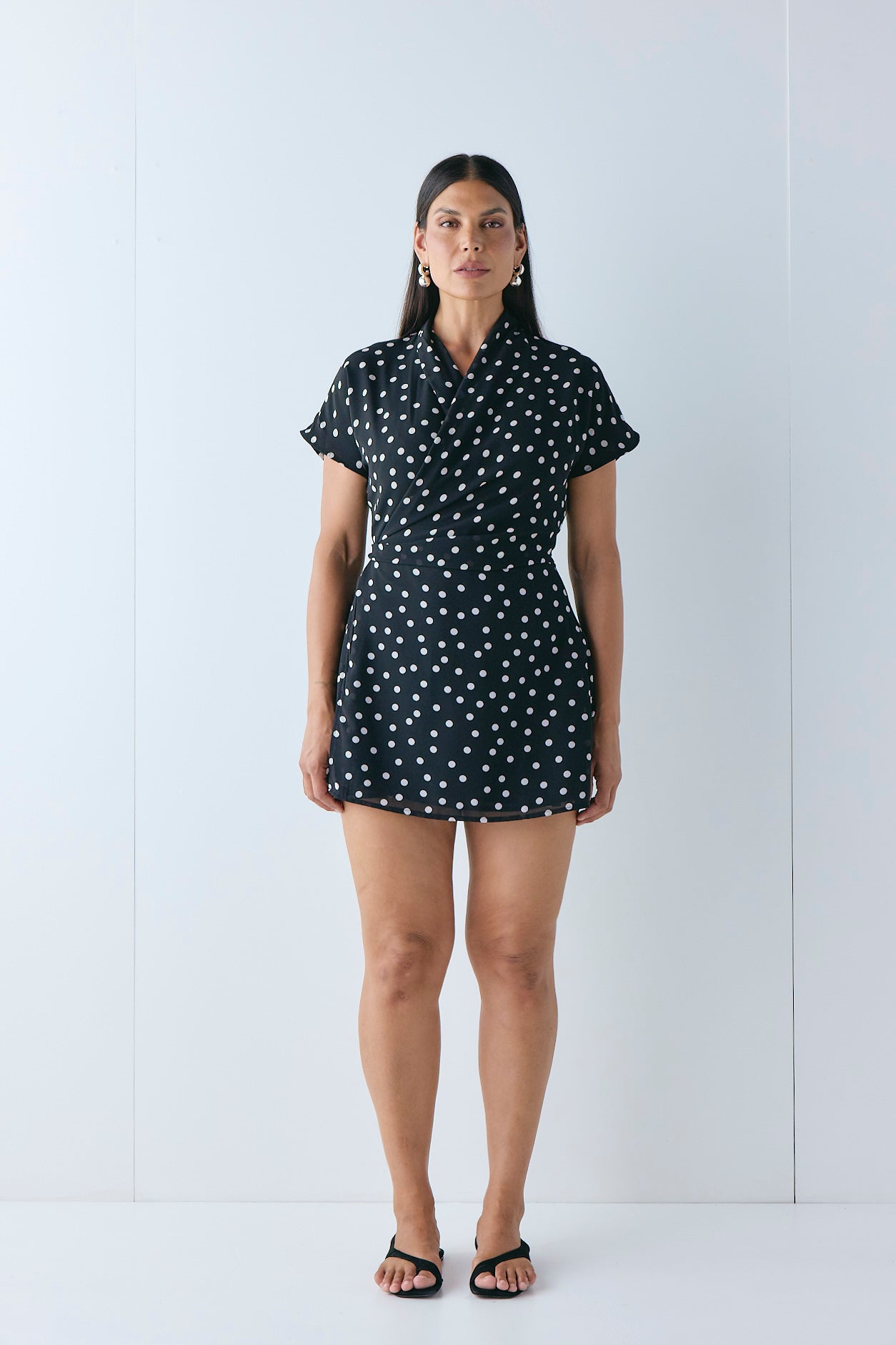 Salma Wrap Mini Dress Polka Dot - size:Pala:AU 12 / US 8