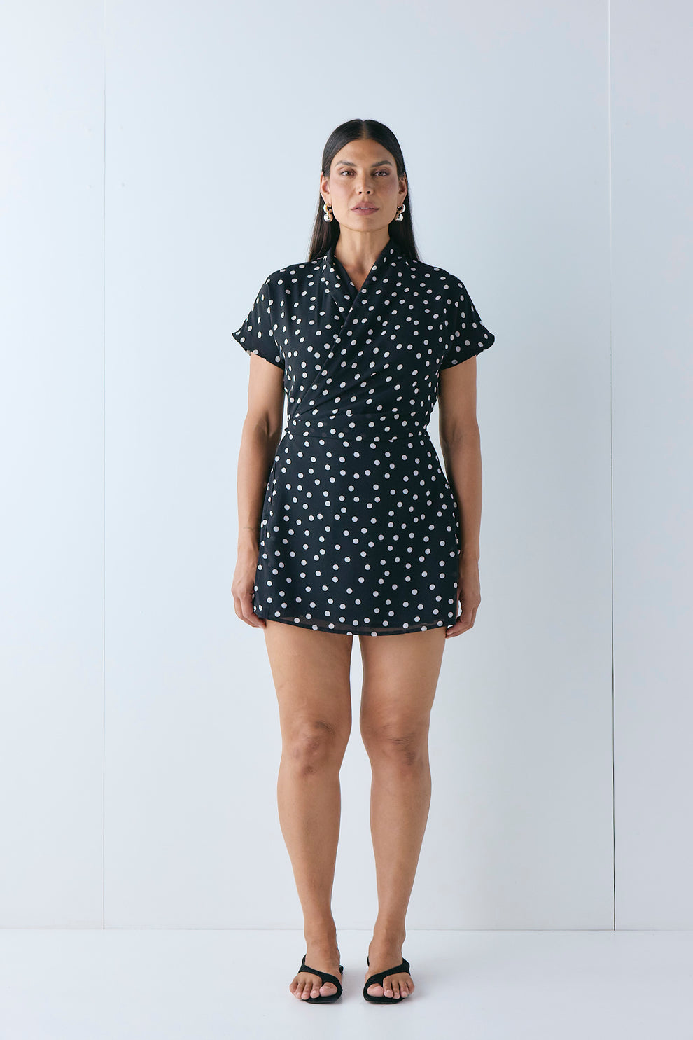 Salma Wrap Mini Dress Polka Dot - size:Pala:AU 12 / US 8