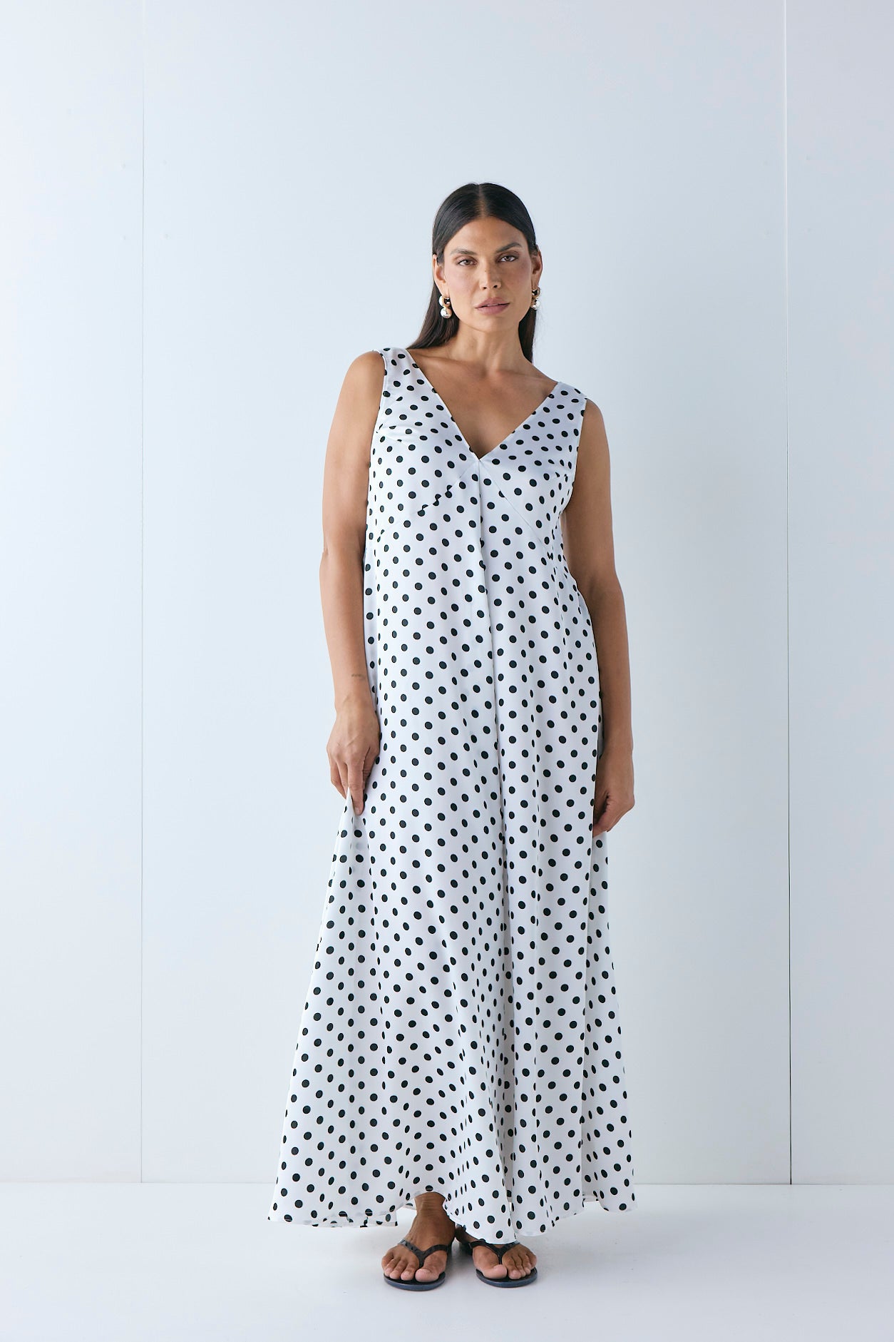 Maeve Satin Maxi Dress Polka Dot - size:Pala:AU 12 / US 8