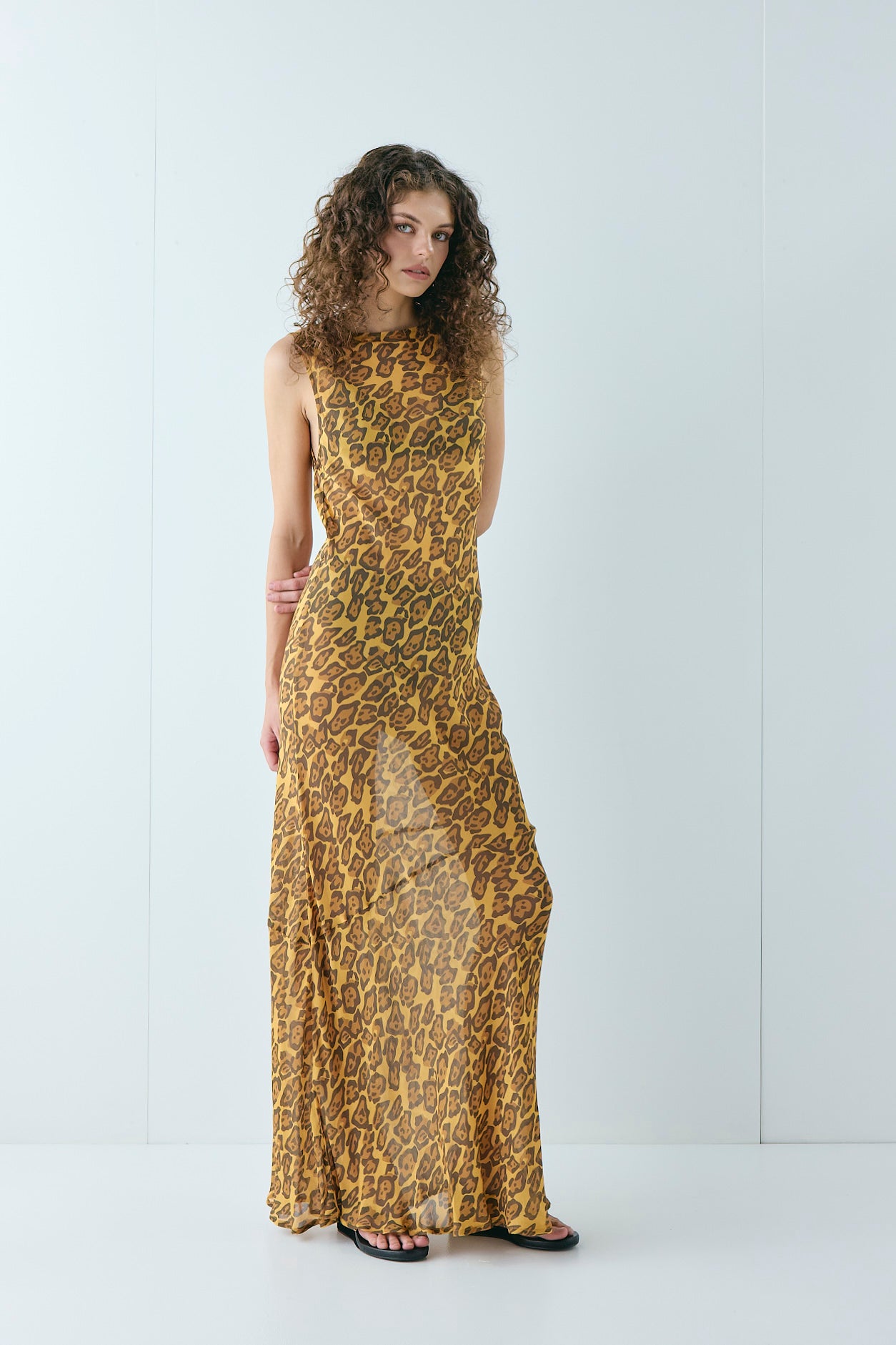 Cecelia Sheer Maxi Dress Leopard