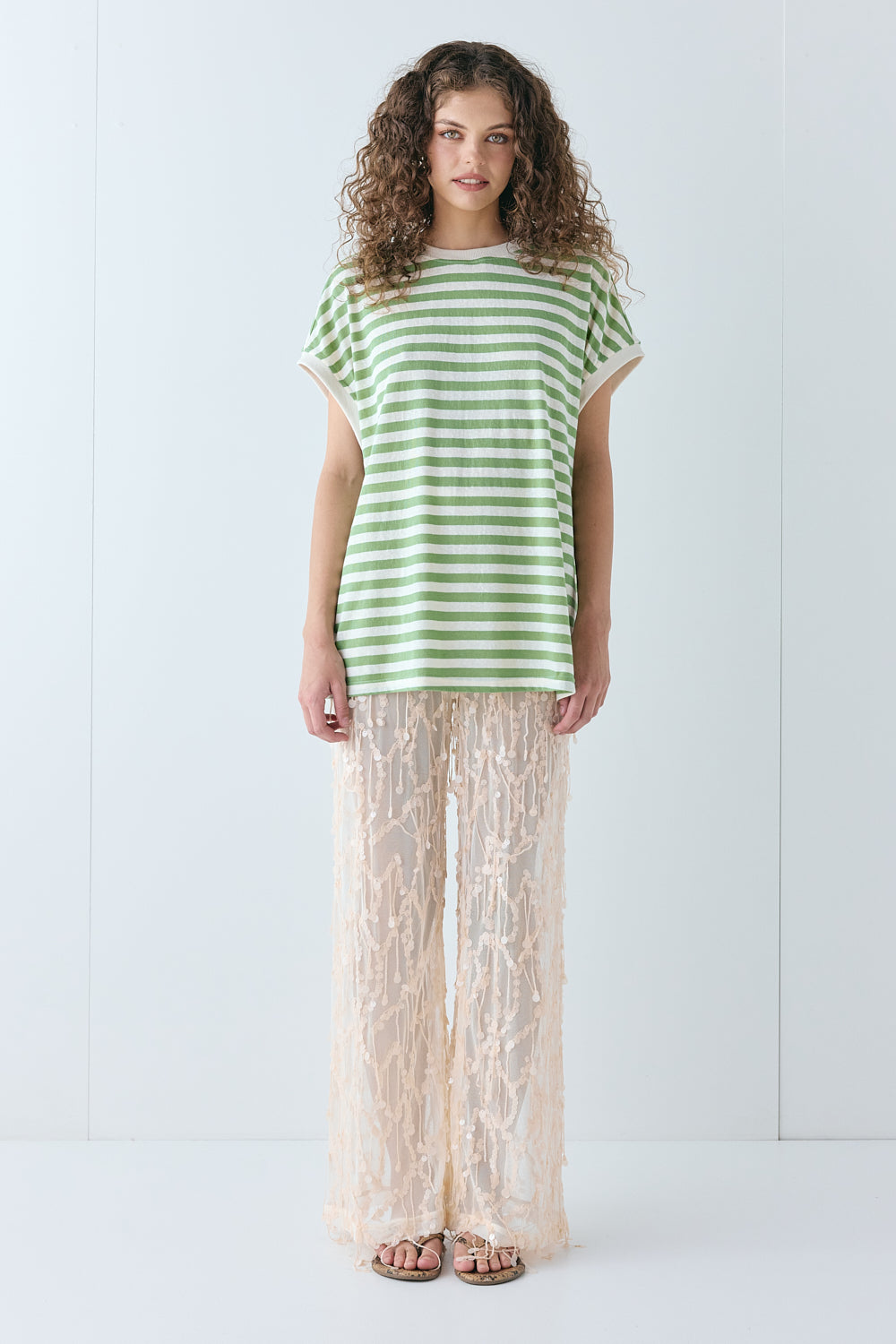 Lori Tank Green Stripe