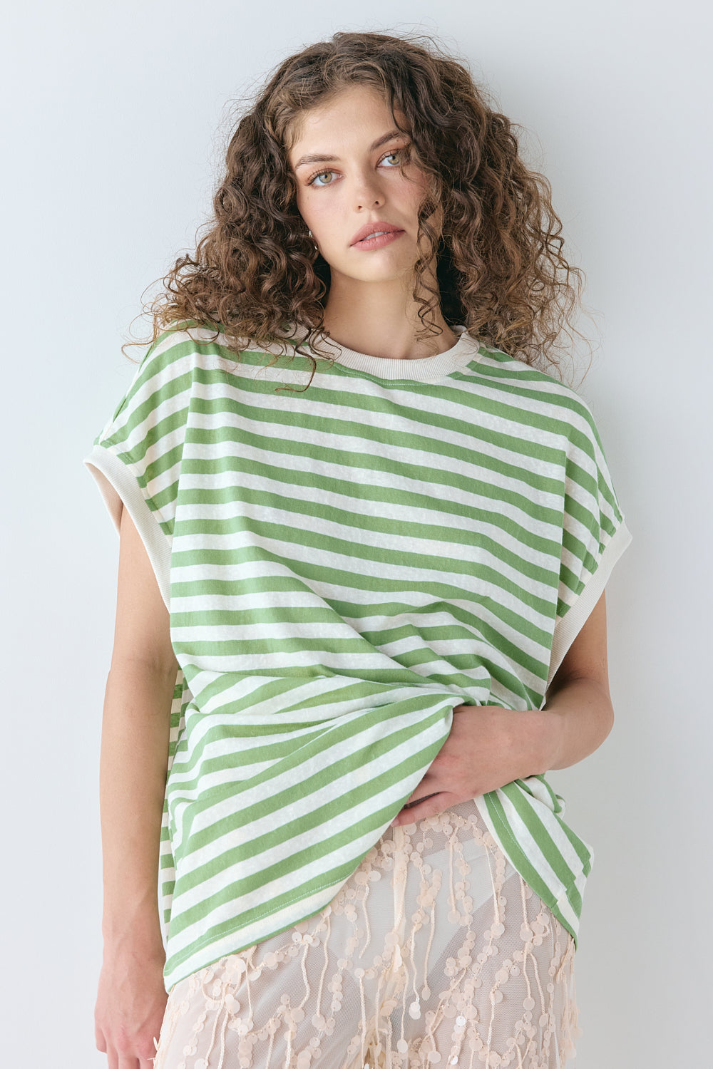 Lori Tank Green Stripe – VRG GRL