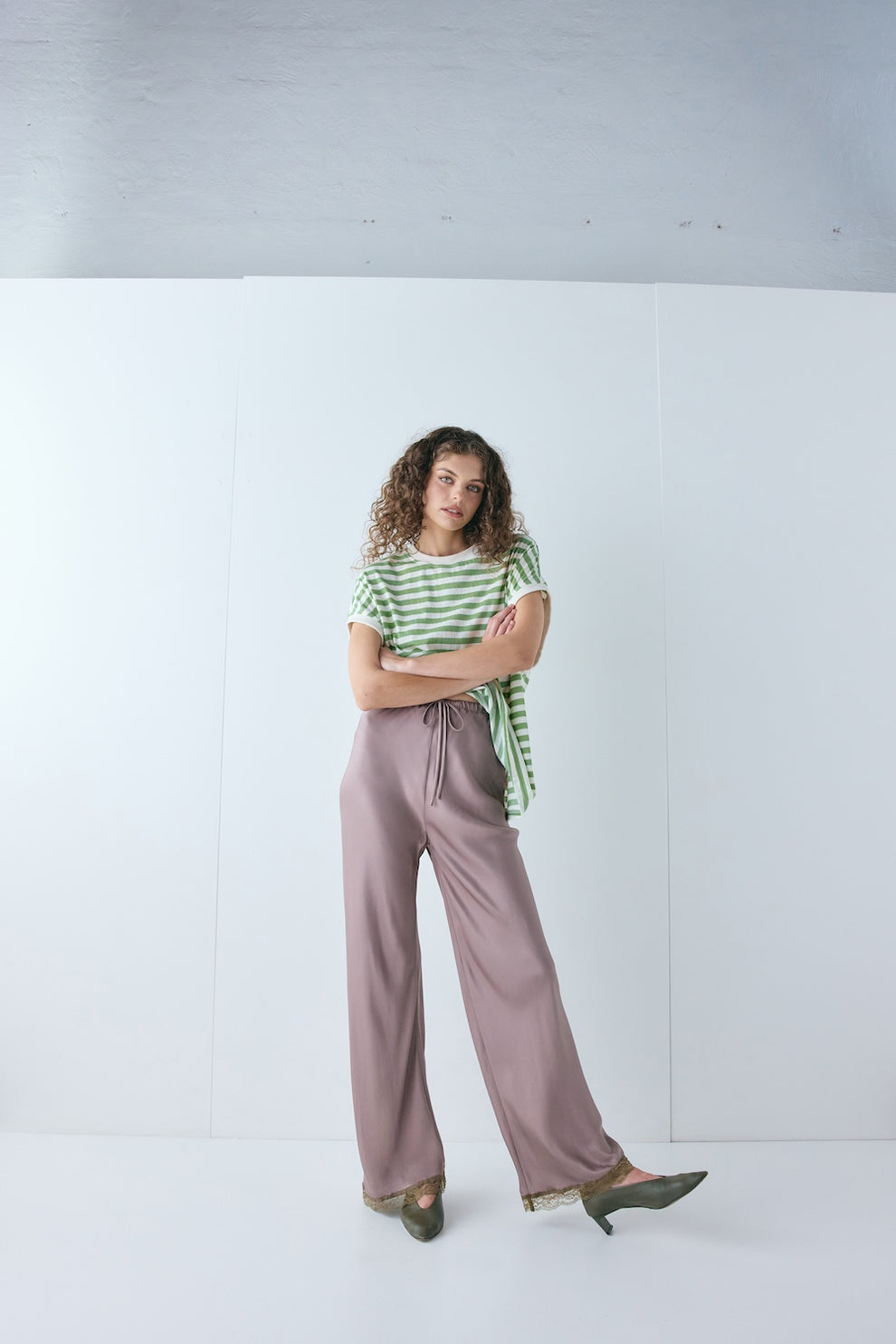 Josefin Satin Pants Mushroom