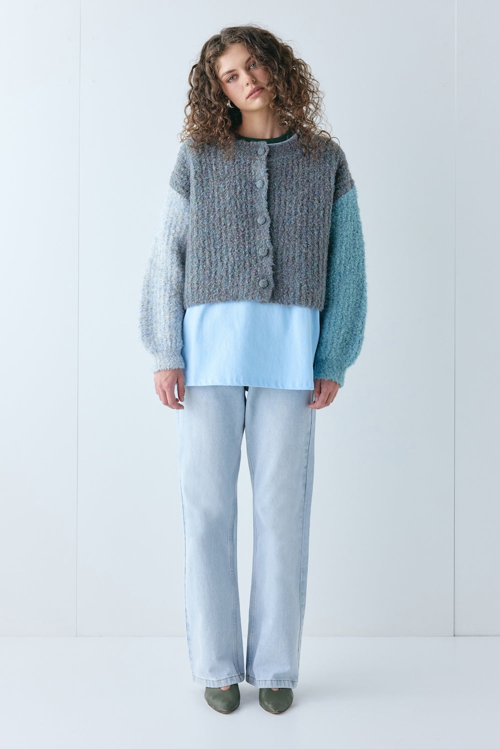 Elsie Knit Cardigan Blue Splice – VRG GRL