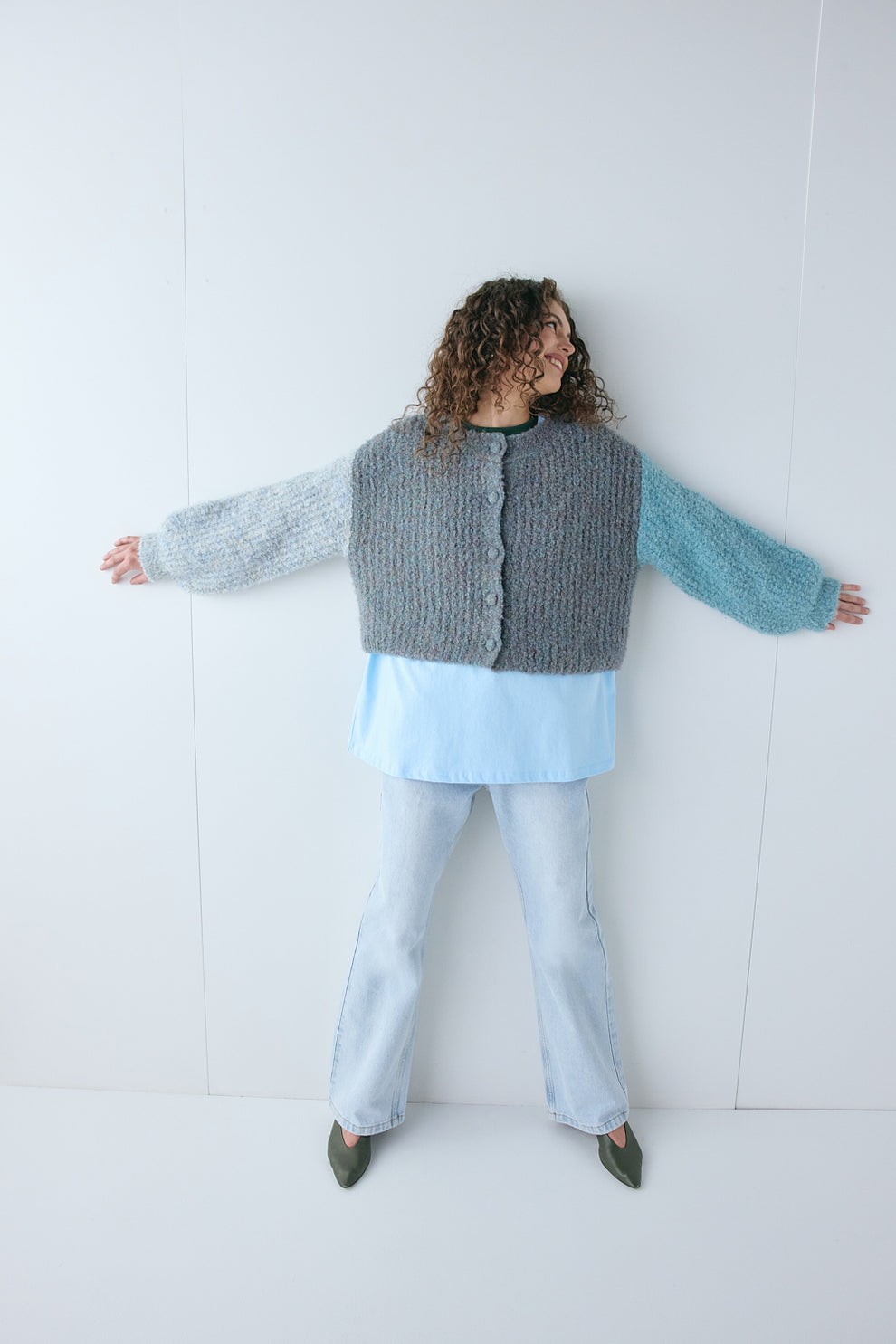 Elsie Knit Cardigan Blue Splice