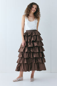 Thalia Midi Skirt Chocolate