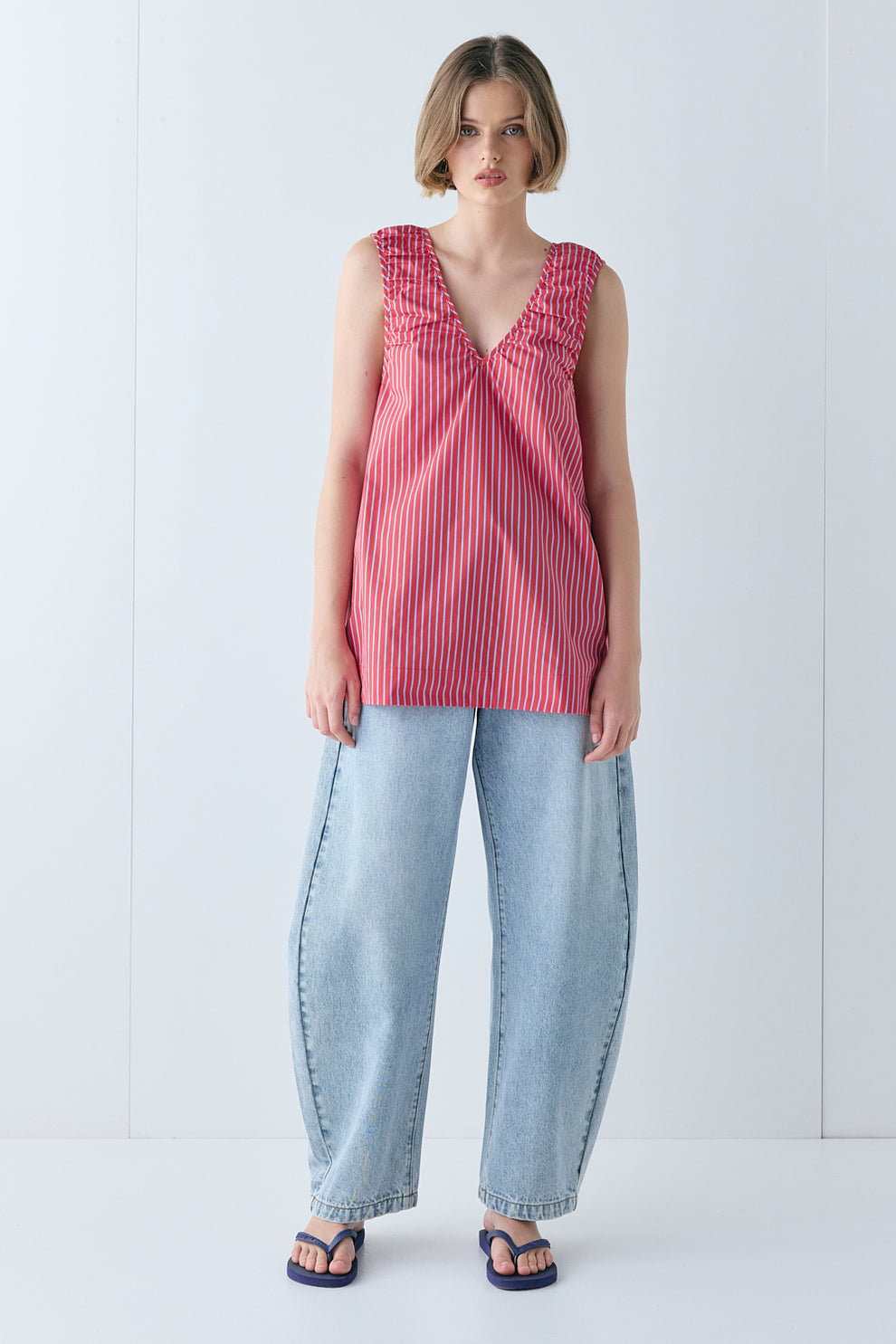 Fira Tunic Top Red Stripe