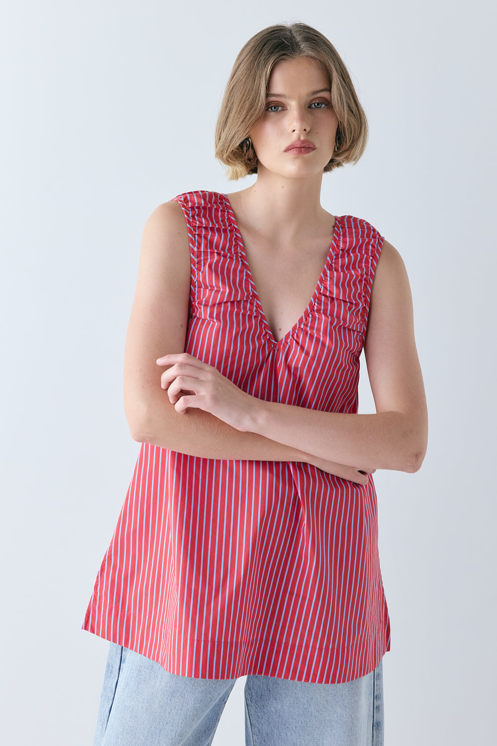 Fira Tunic Top Red Stripe