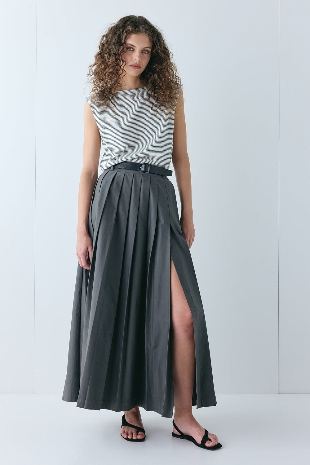 Delphi Maxi Skirt Charcoal 