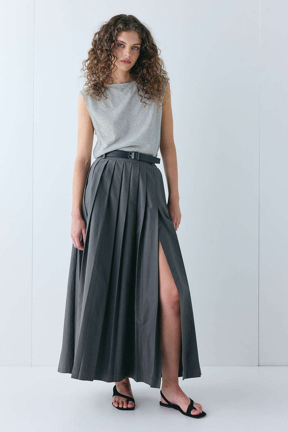 Delphi Maxi Skirt Charcoal 