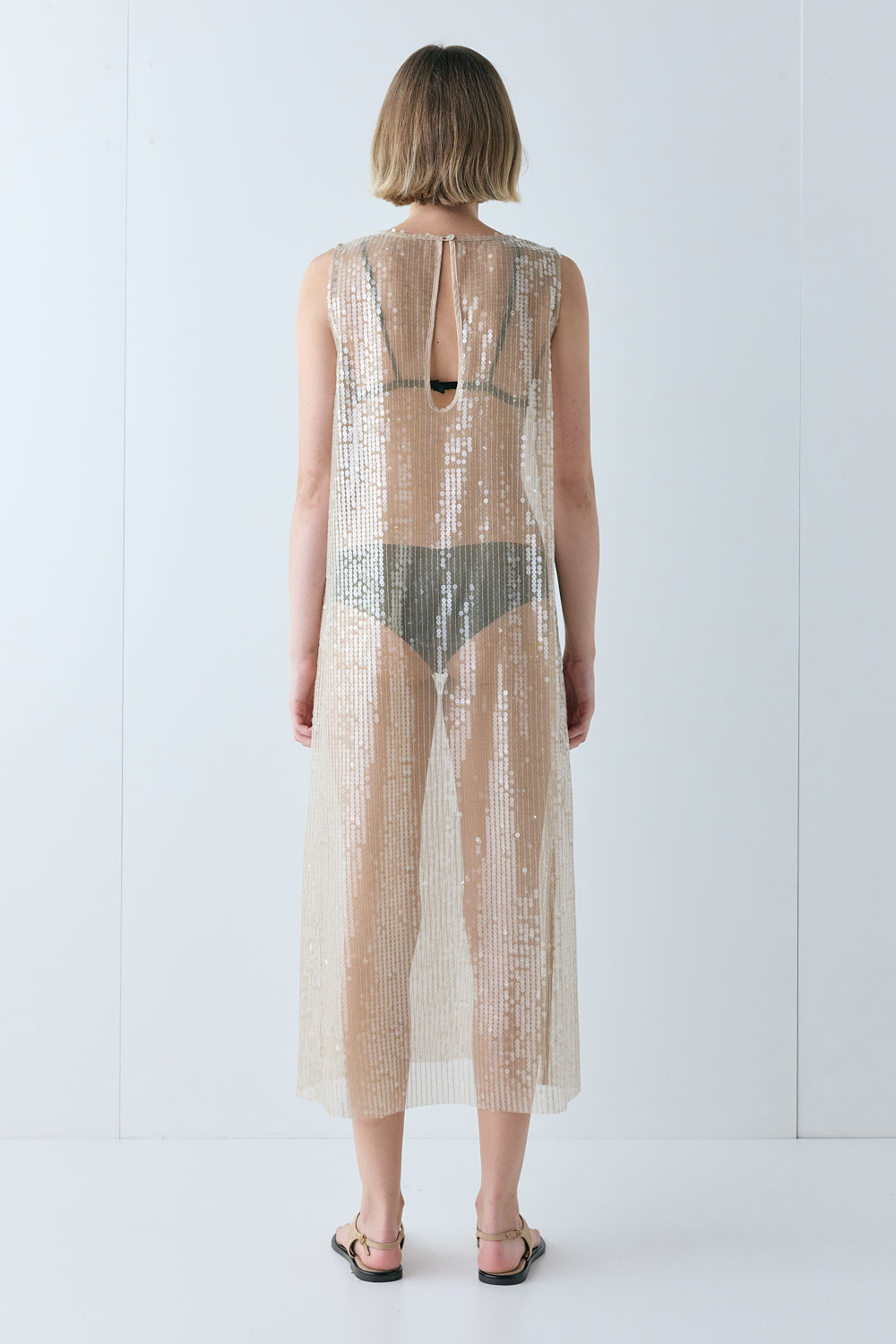 Sonja Sequin Midi Dress Nude