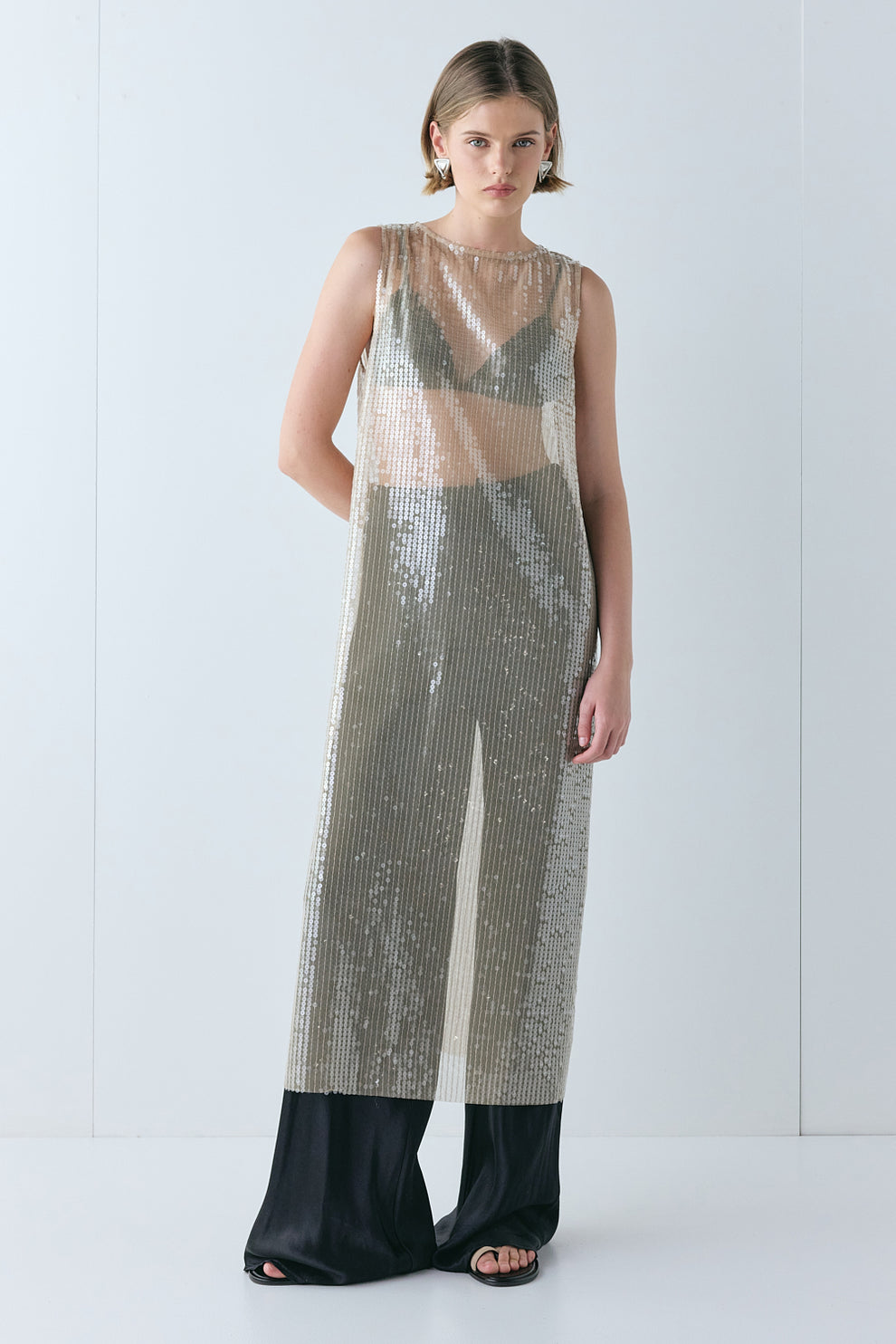 Sonja Sequin Midi Dress Nude - size:Aria:AU 6 / US 2