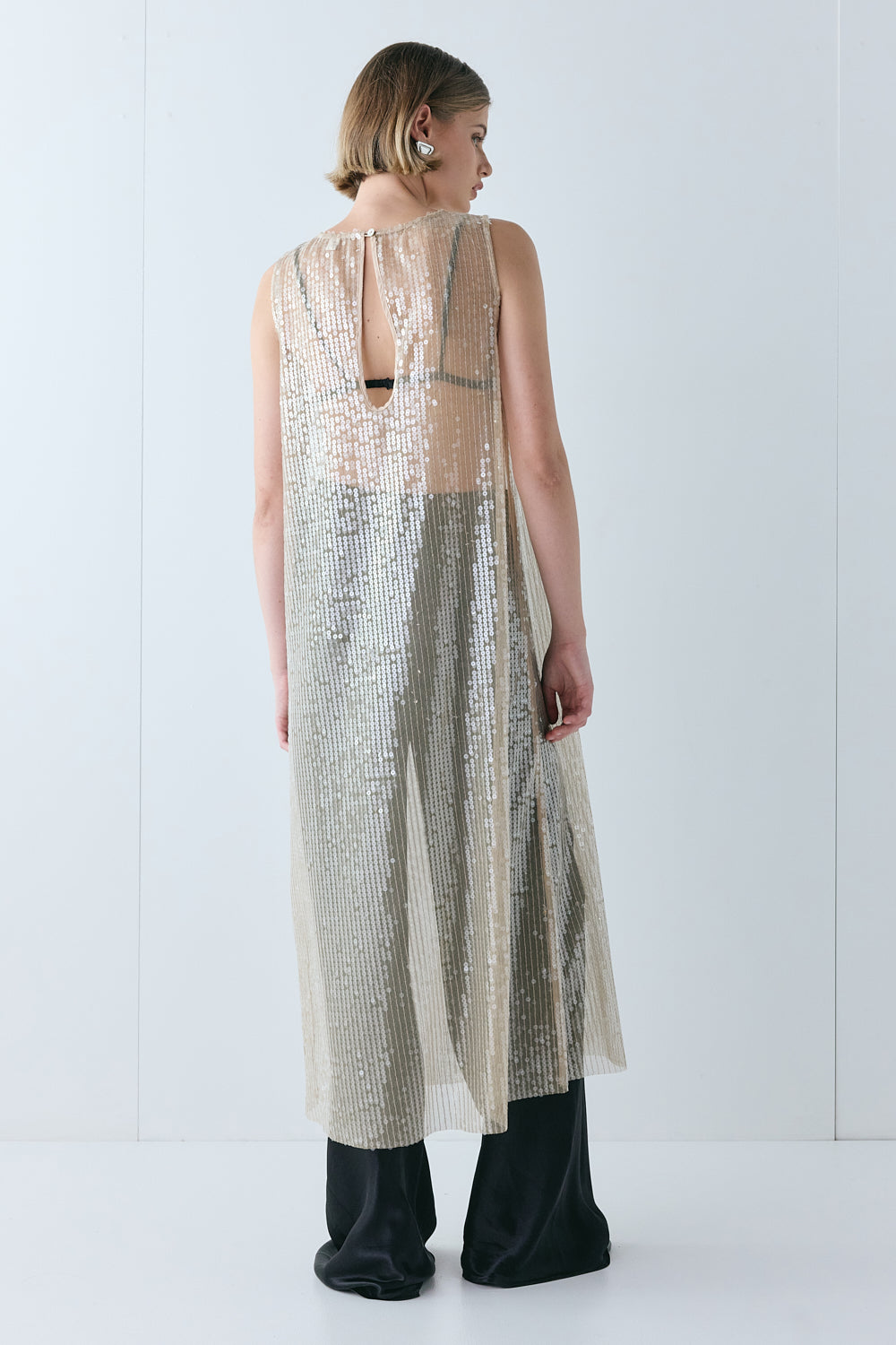 Sonja Sequin Midi Dress Nude