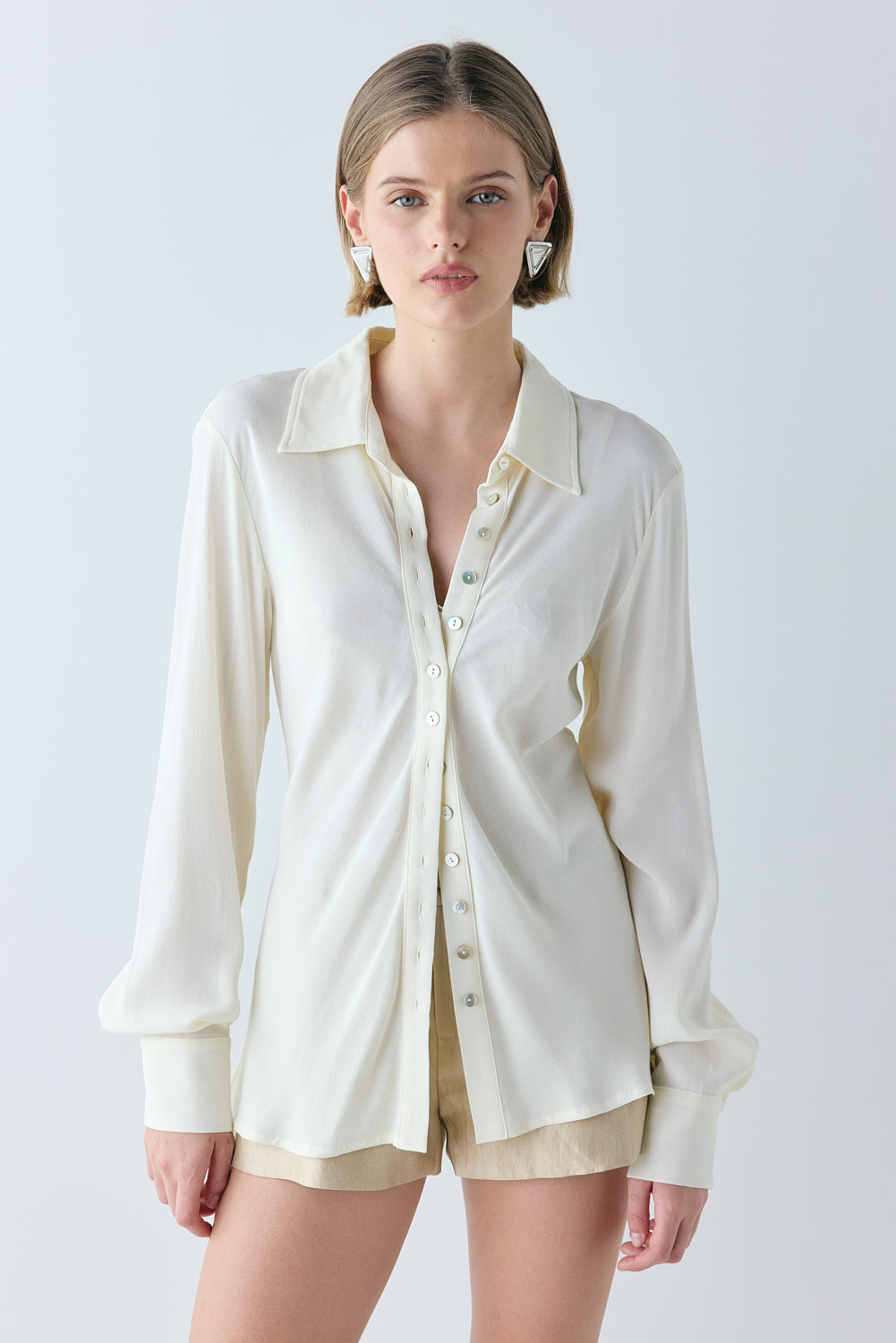Mila Bias Shirt Cream - size:Aria:AU 6 / US 2