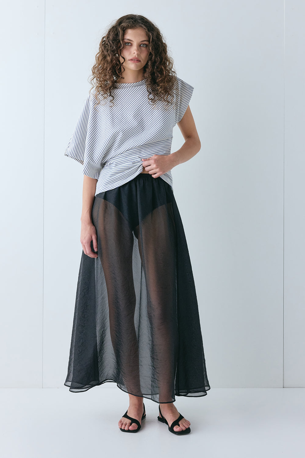 Solara Sheer Midi Skirt Black