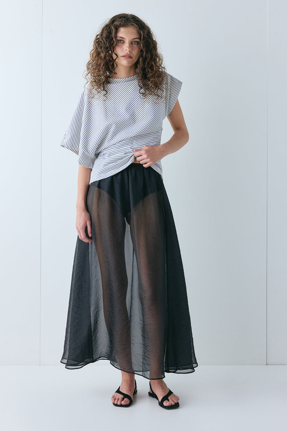 Solara Sheer Midi Skirt Black