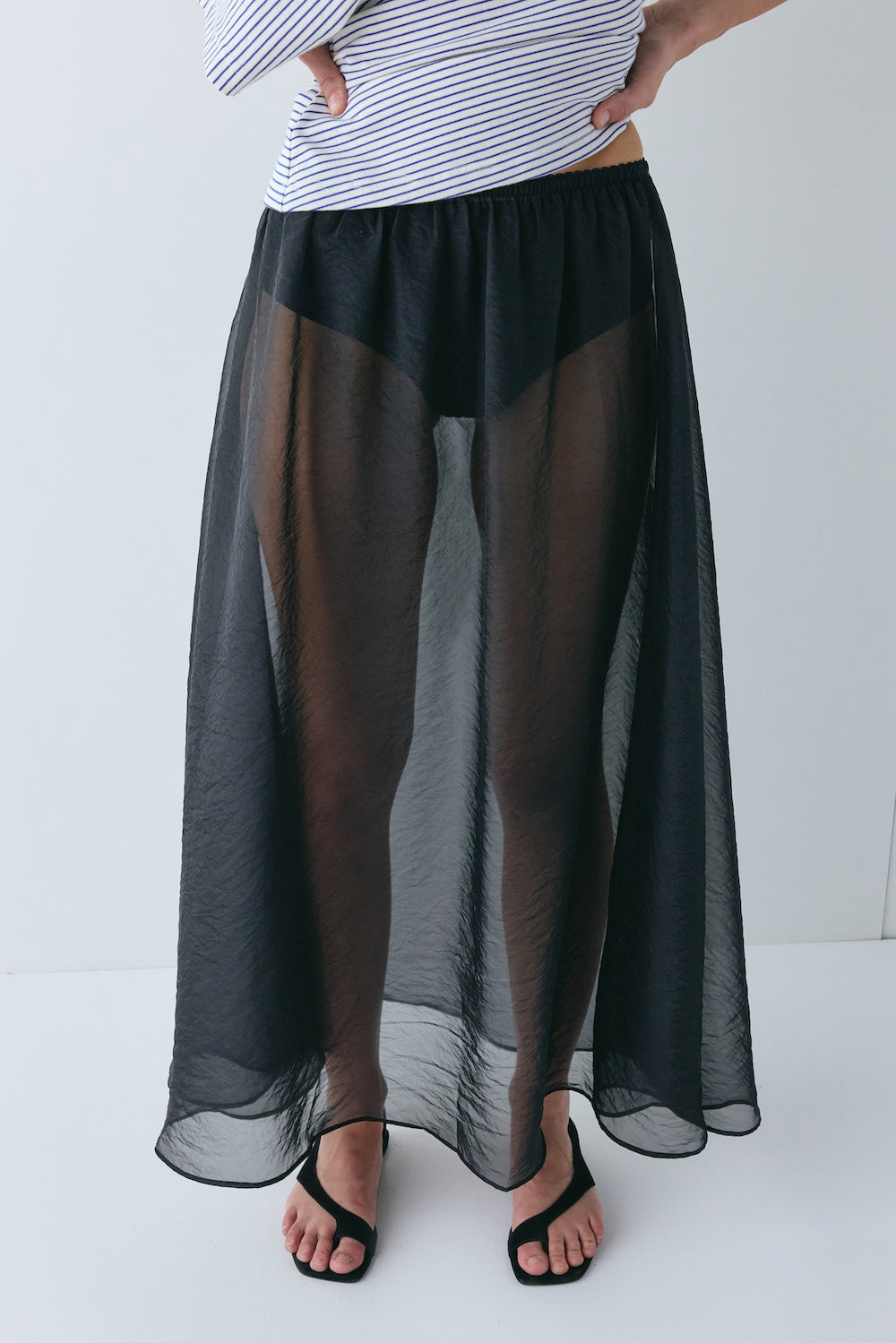 Solara Sheer Midi Skirt Black