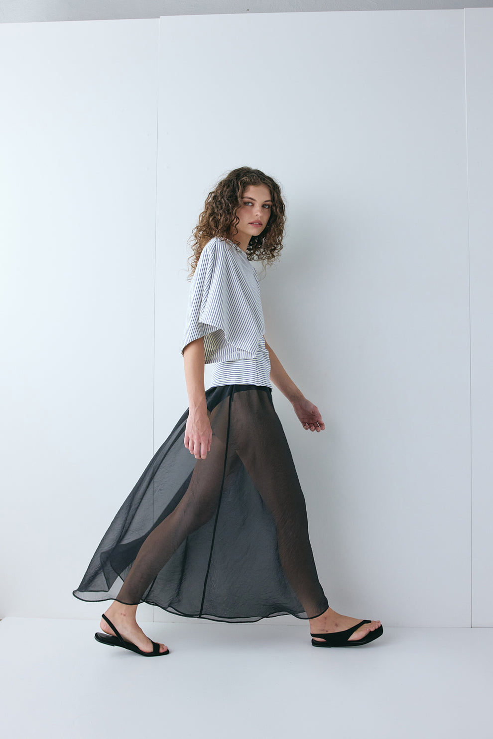 Solara Sheer Midi Skirt Black