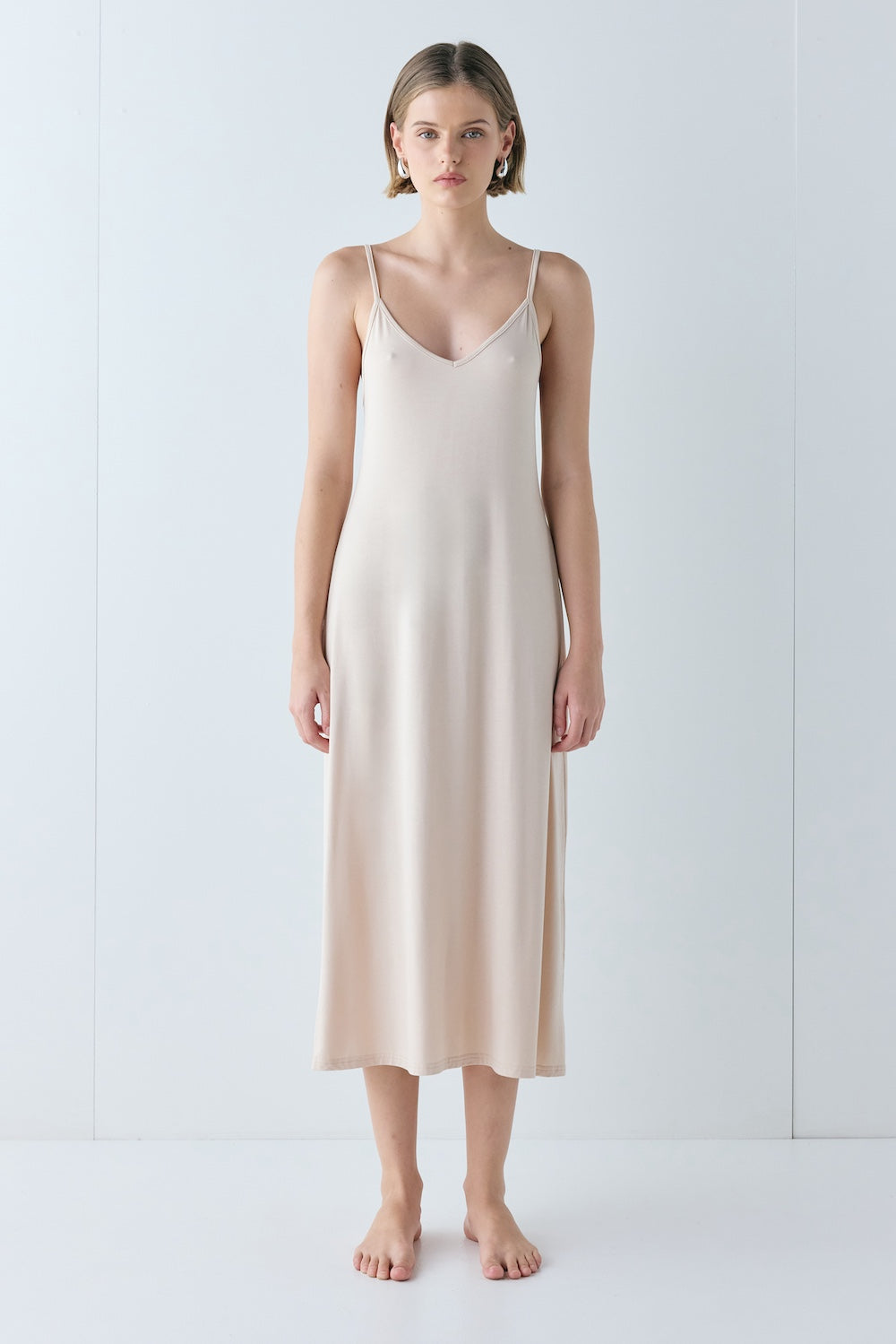 Carrie Midi Slip Dress Nude - size:Aria:AU 6 / US 2

