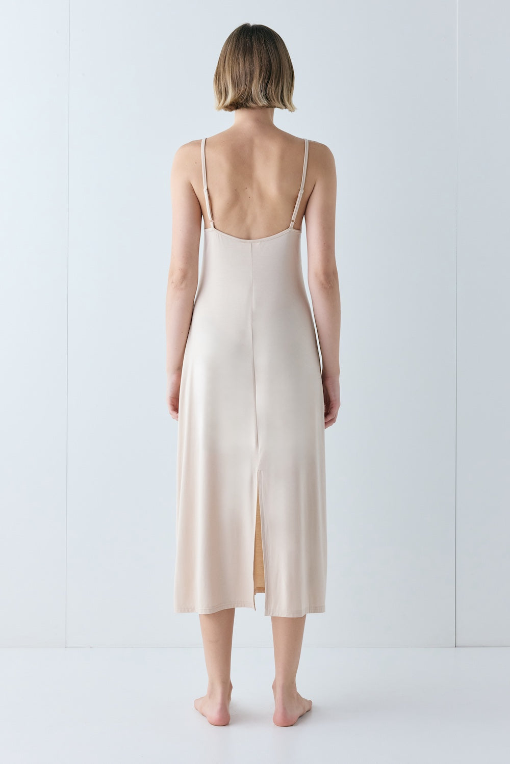 Carrie Midi Slip Dress Nude