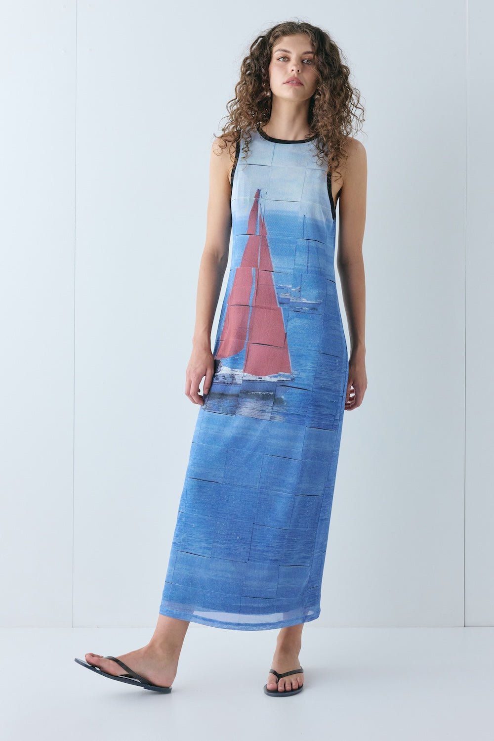 Harriet Mesh Midi Dress Sail
