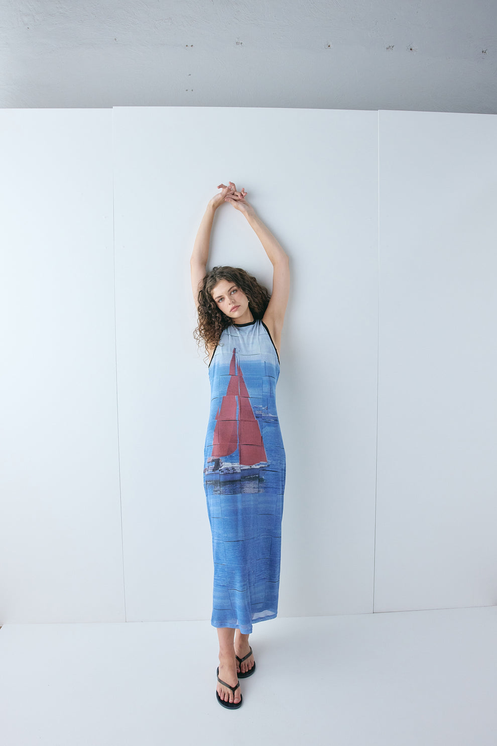 Harriet Mesh Midi Dress Sail 