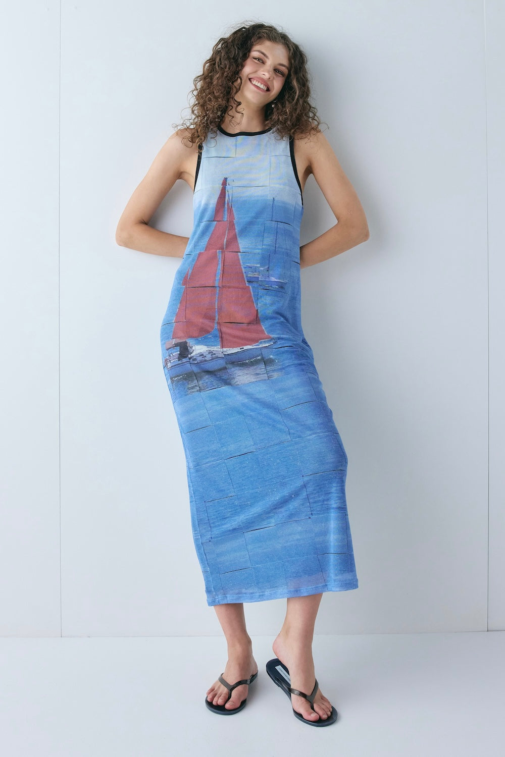 Harriet Mesh Midi Dress Sail