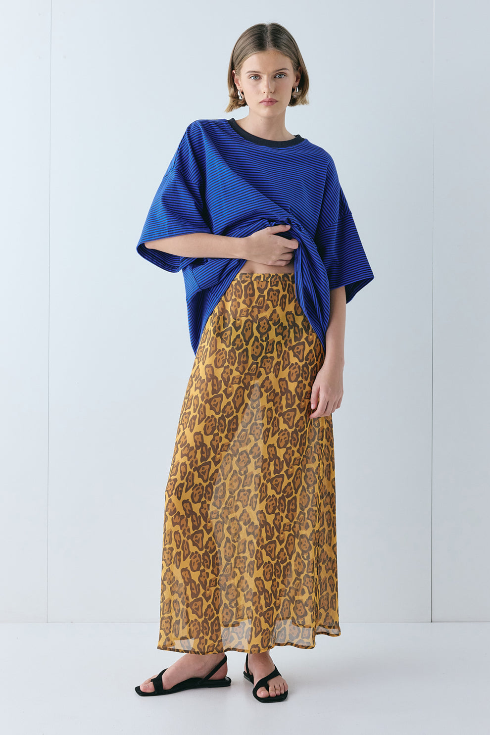 Vilma Sheer Maxi Skirt Leopard