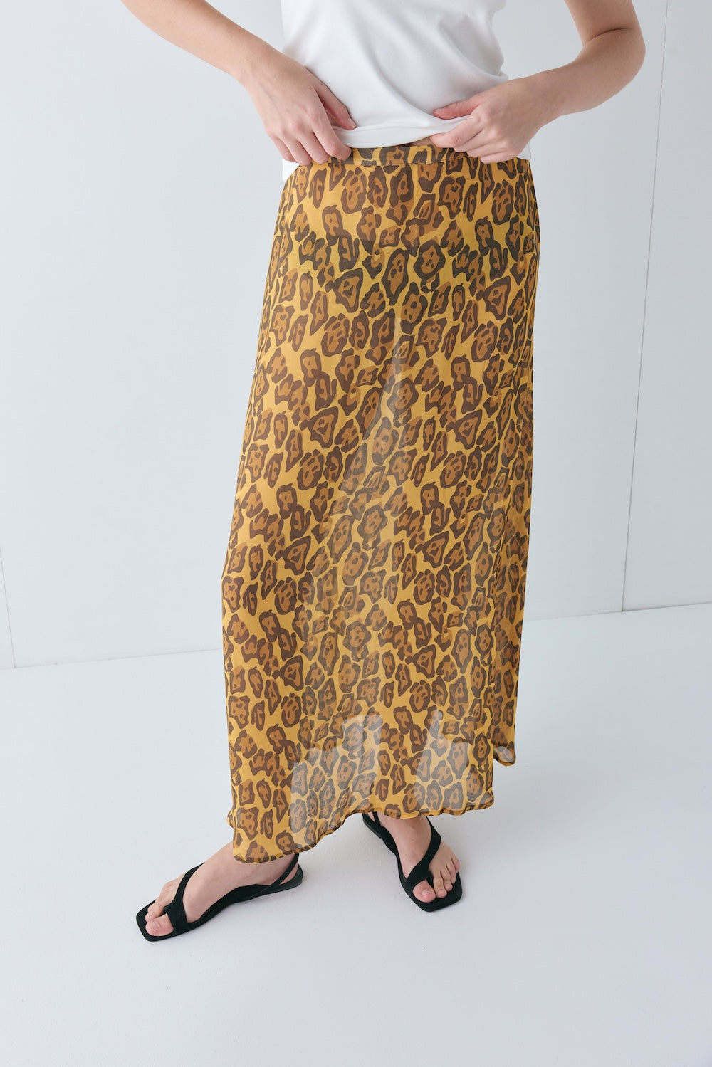 Vilma Sheer Maxi Skirt Leopard