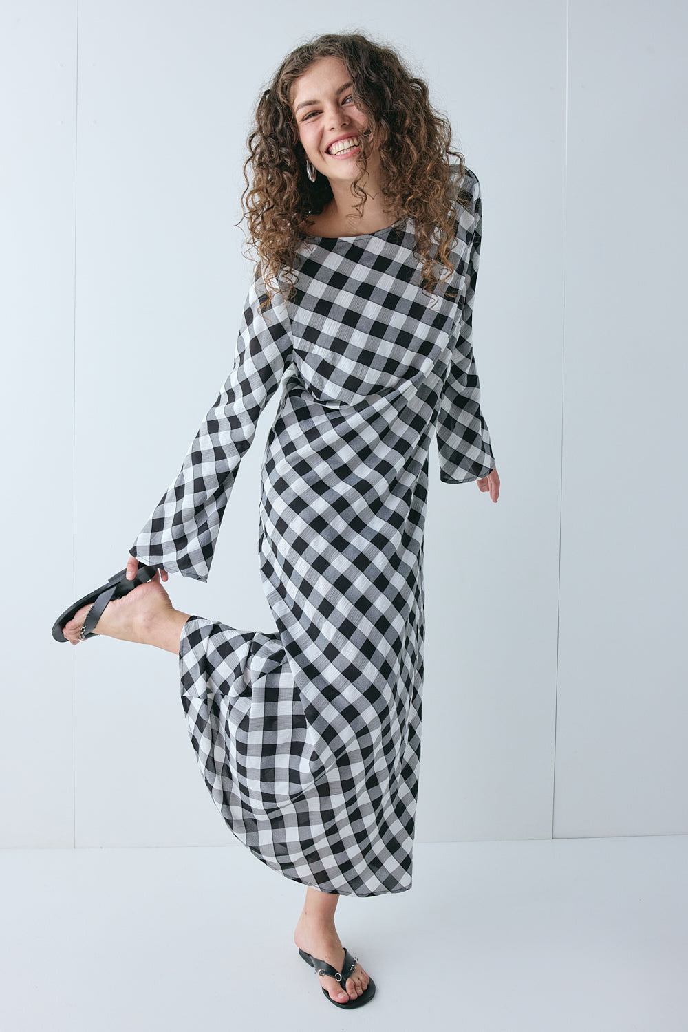 Jean Maxi Dress Black Check - size:Lillian:AU 6 / US 2