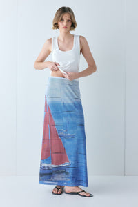 Elara Mesh Maxi Skirt Sail