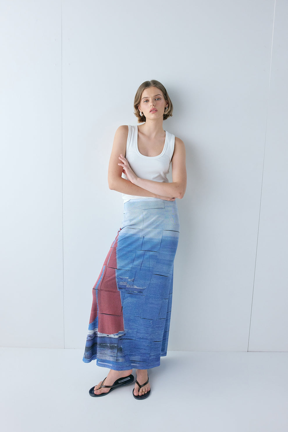 Elara Mesh Maxi Skirt Sail 