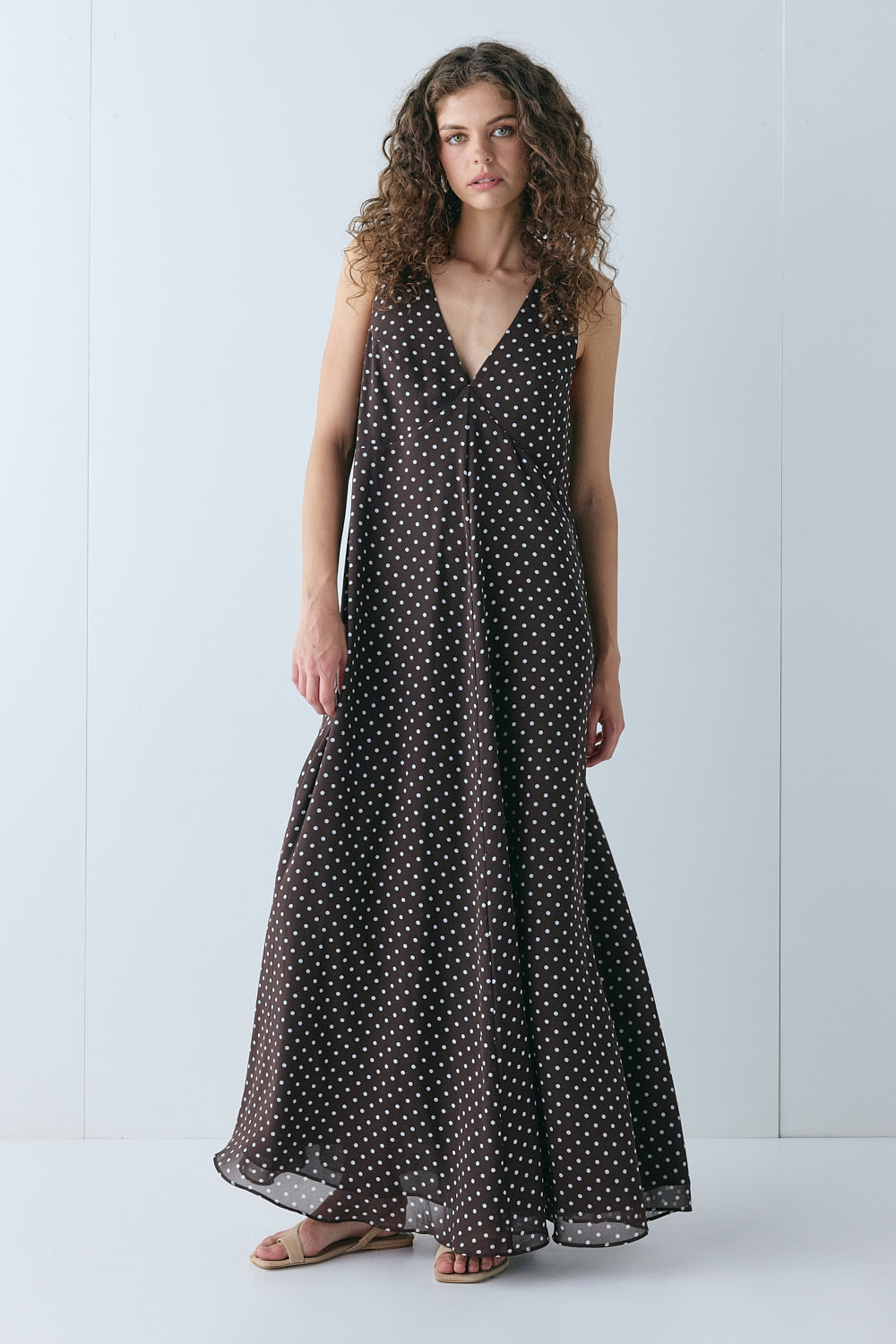 Maeve Maxi Dress Chocolate Polka Dot – VRG GRL