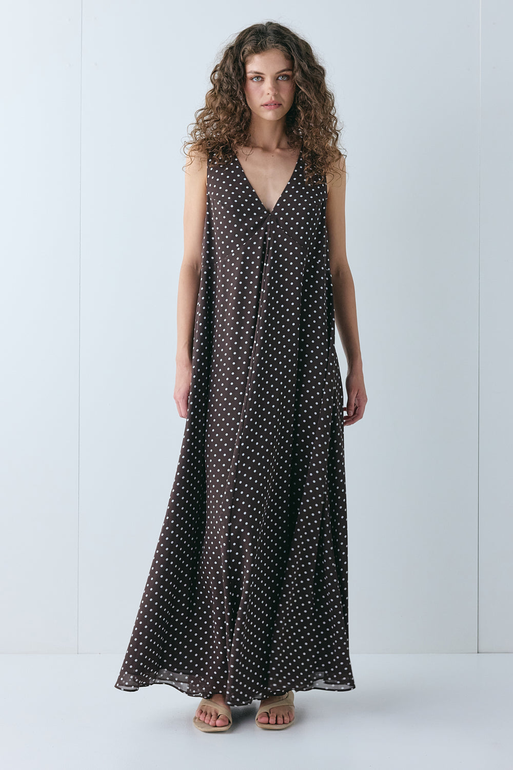 Maeve Maxi Dress Chocolate Polka Dot - size:Lillian:AU 6 / US 2