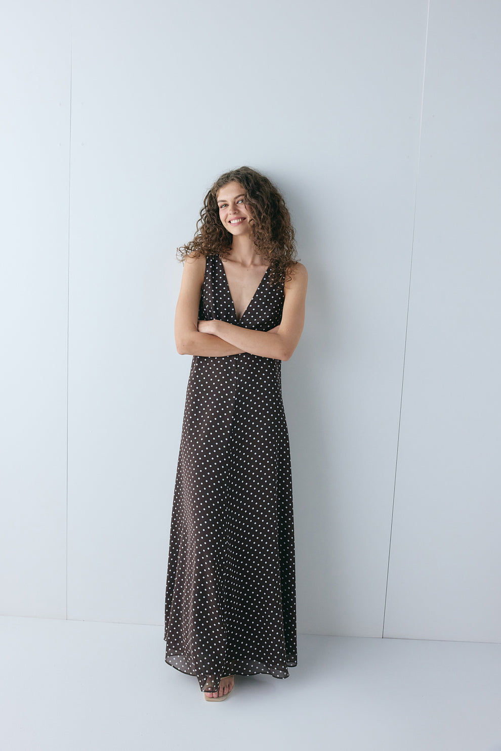 Maeve Maxi Dress Chocolate Polka Dot – VRG GRL