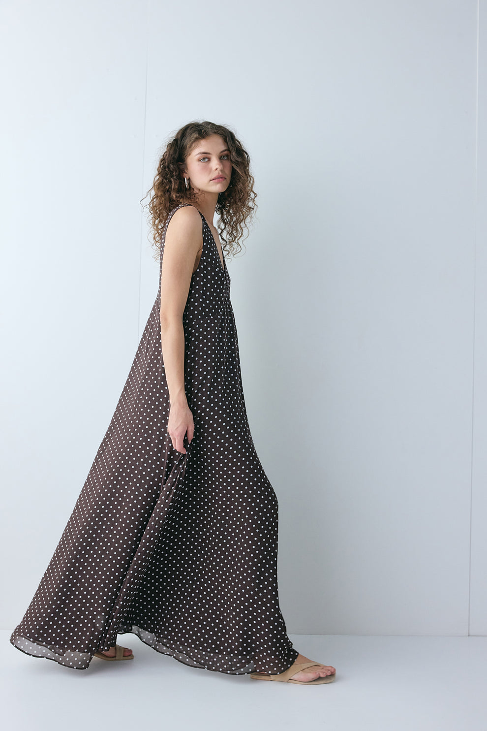 Maeve Maxi Dress Chocolate Polka Dot – VRG GRL