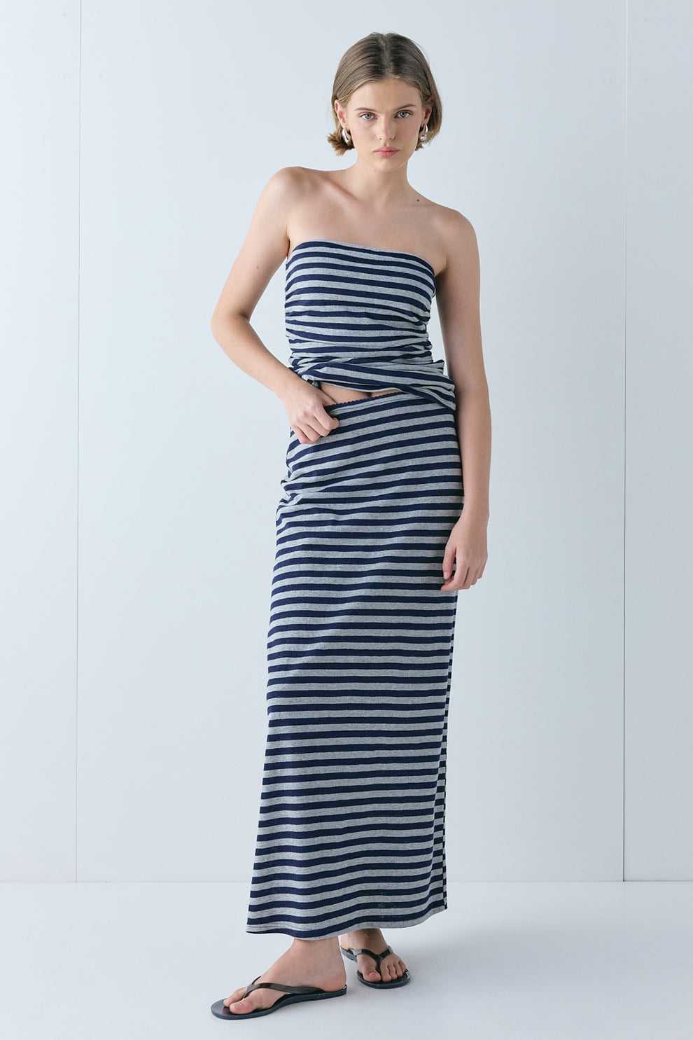 Tamsin Maxi Skirt Navy Stripe - size:Aria:AU 6 / US 2